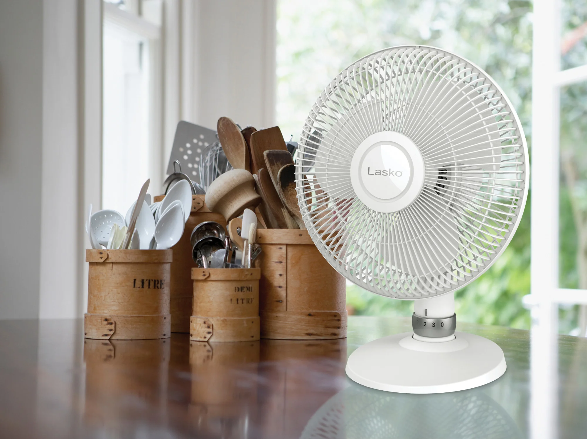 Lasko 12" Oscillating 3-Speed Personal Table Fan, D12225, White - Image 14