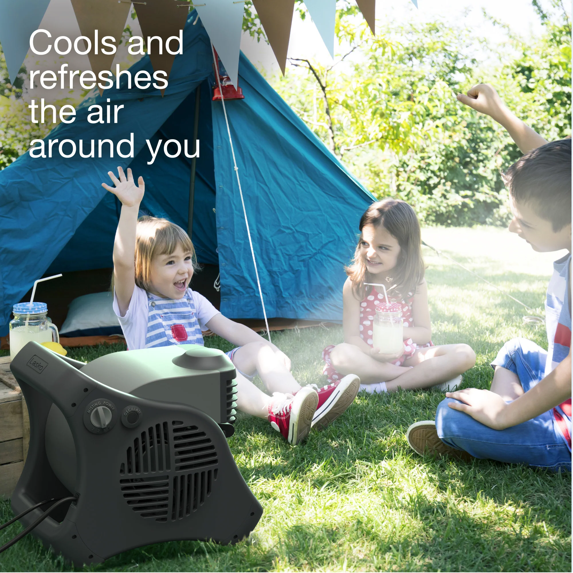 Lasko 15" Pivoting Misto Outdoor Misting Fan with GFCI Cord and 3 Speeds, 7050, Black - Image 3