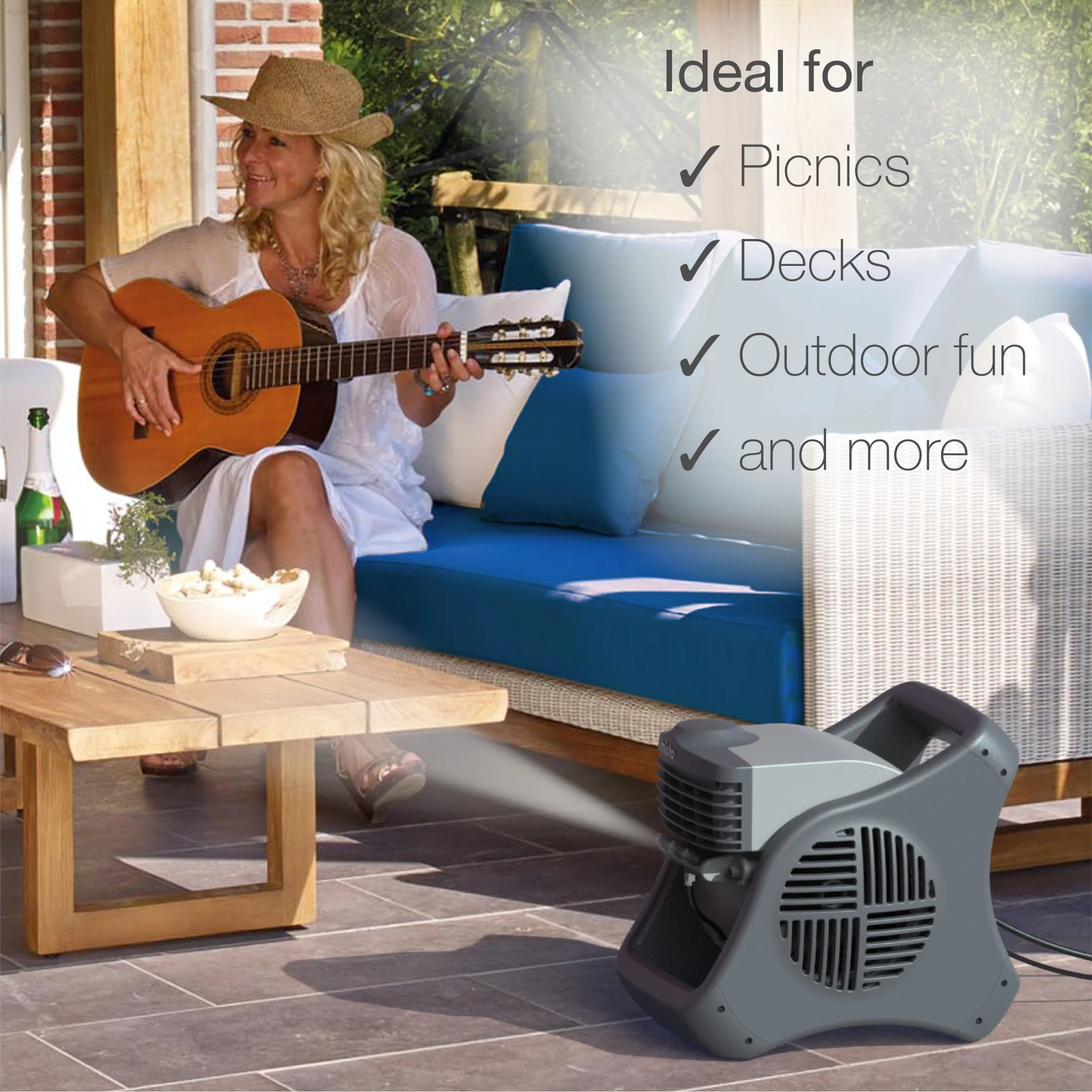 Lasko 15" Pivoting Misto Outdoor Misting Fan with GFCI Cord and 3 Speeds, 7050, Black - Image 5