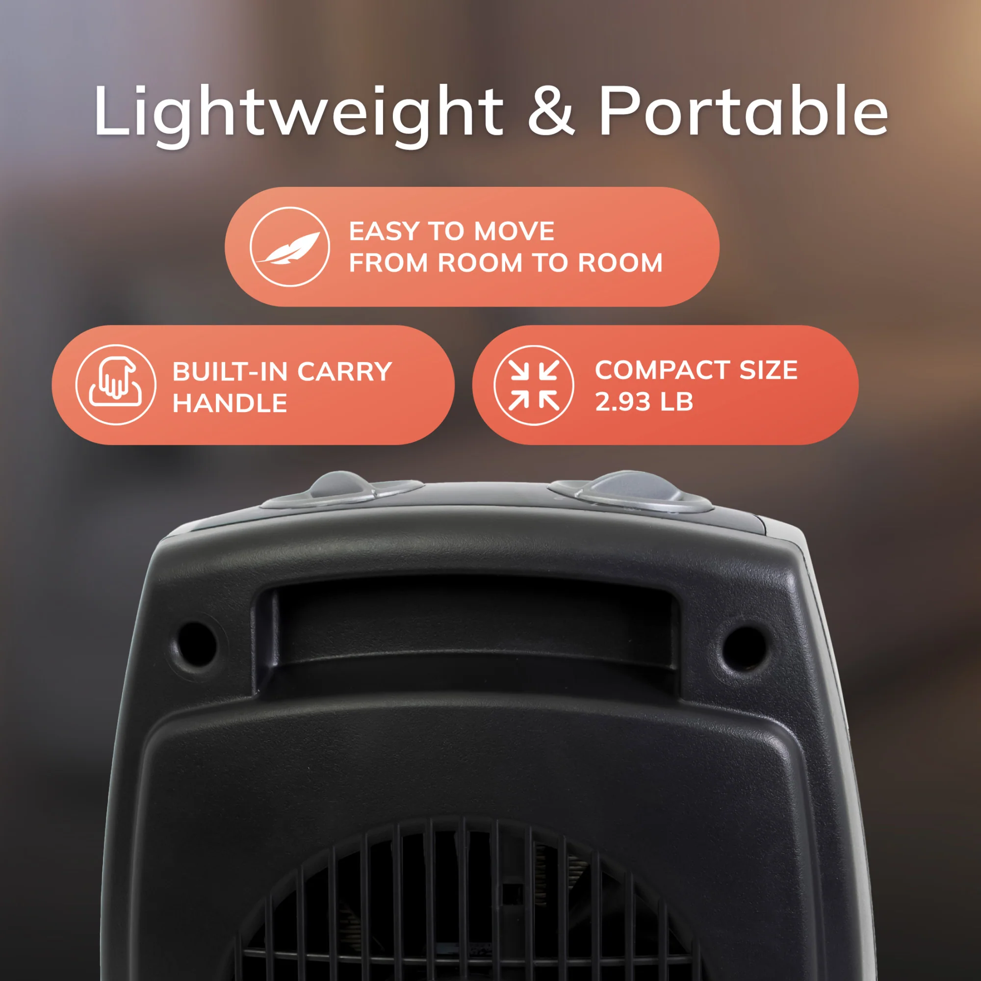 Lasko 1500W 2-Speed Ceramic Space Heater with Tip-Over Safety Switch, 754201, Gray - Image 5