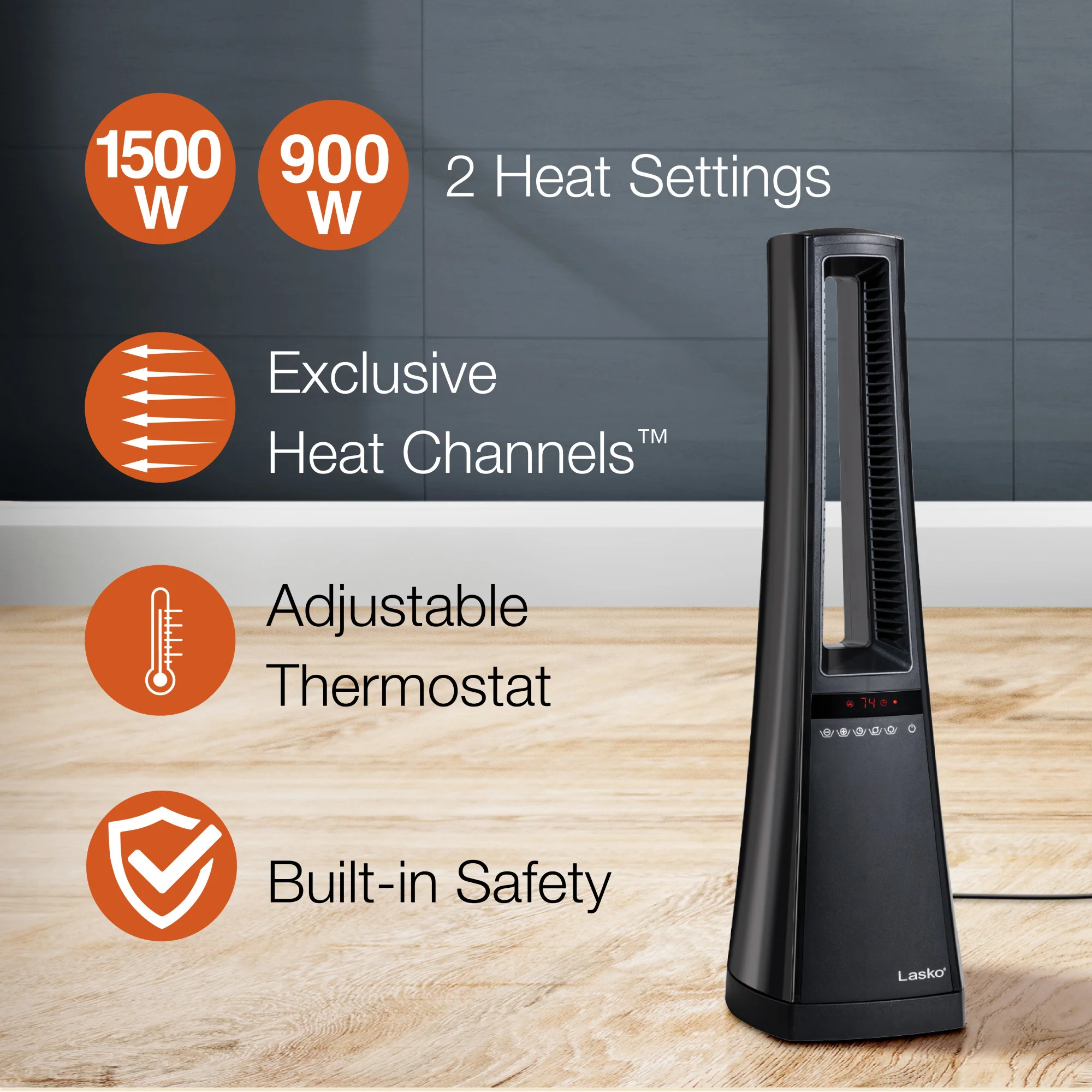 Lasko 1500W Bladeless Ceramic Tower Space Heater with Remote, AW310 - Image 2