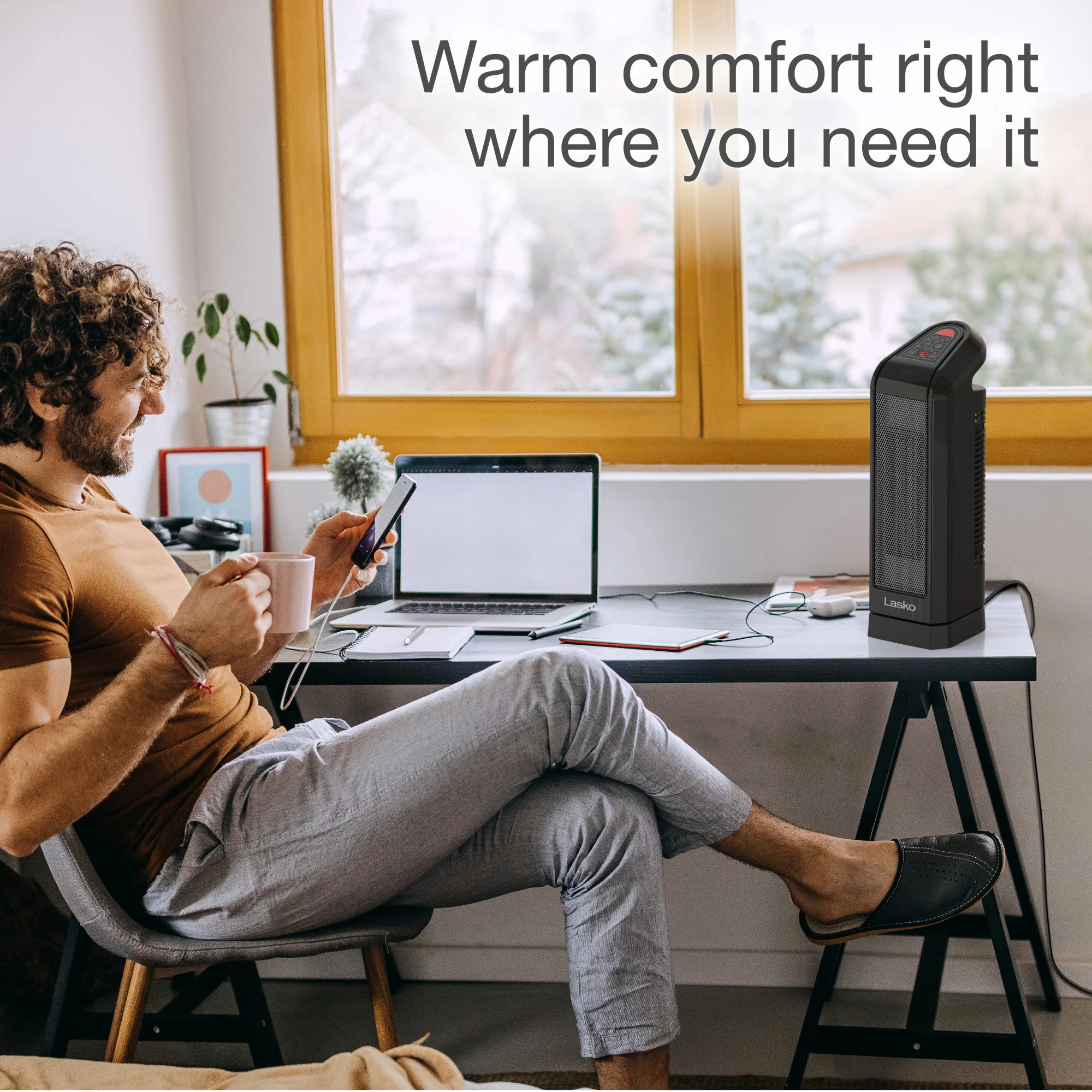 Lasko 16" Digital Ceramic Tower Heater with Remote (black, model CT16670) - Image 3