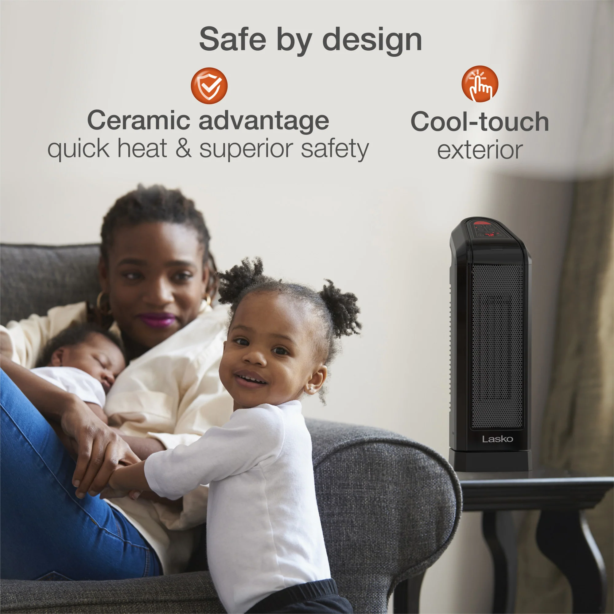 Lasko 16" Digital Ceramic Tower Heater with Remote (black, model CT16670) - Image 5