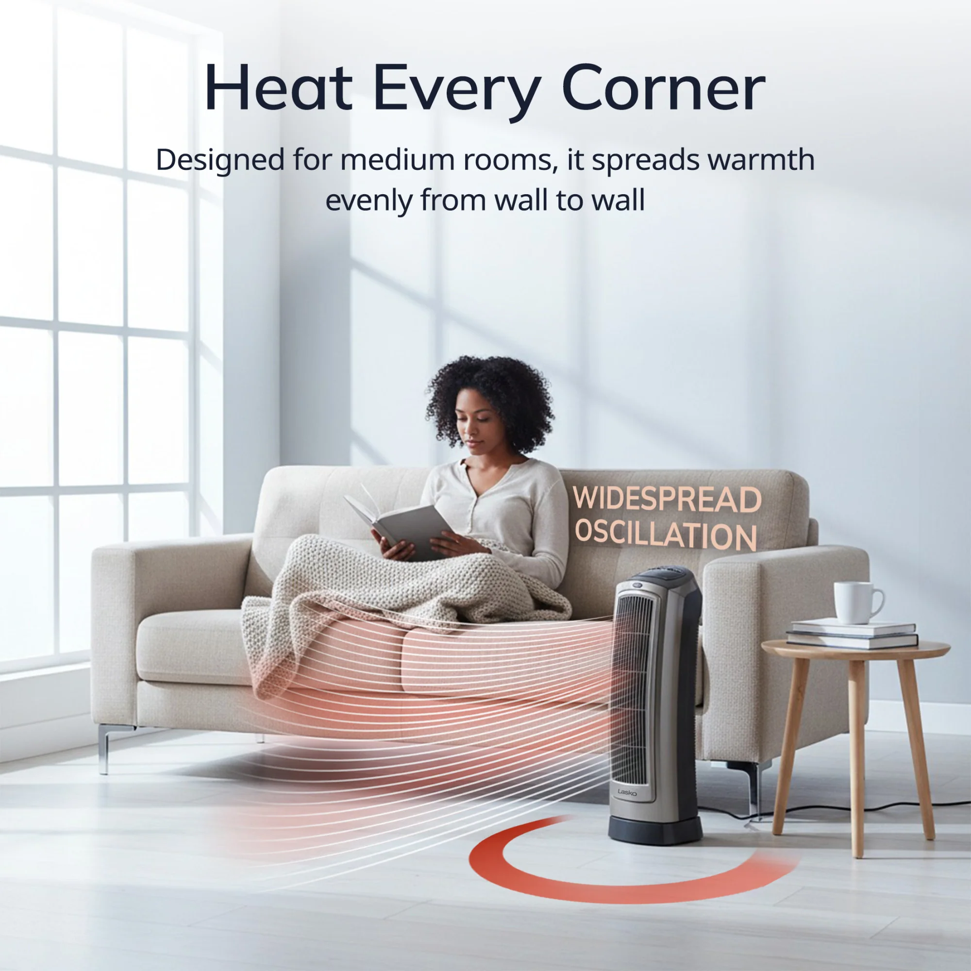 Lasko 1500W Digital Ceramic Space Heater with Remote, 755320, Silver - Image 3