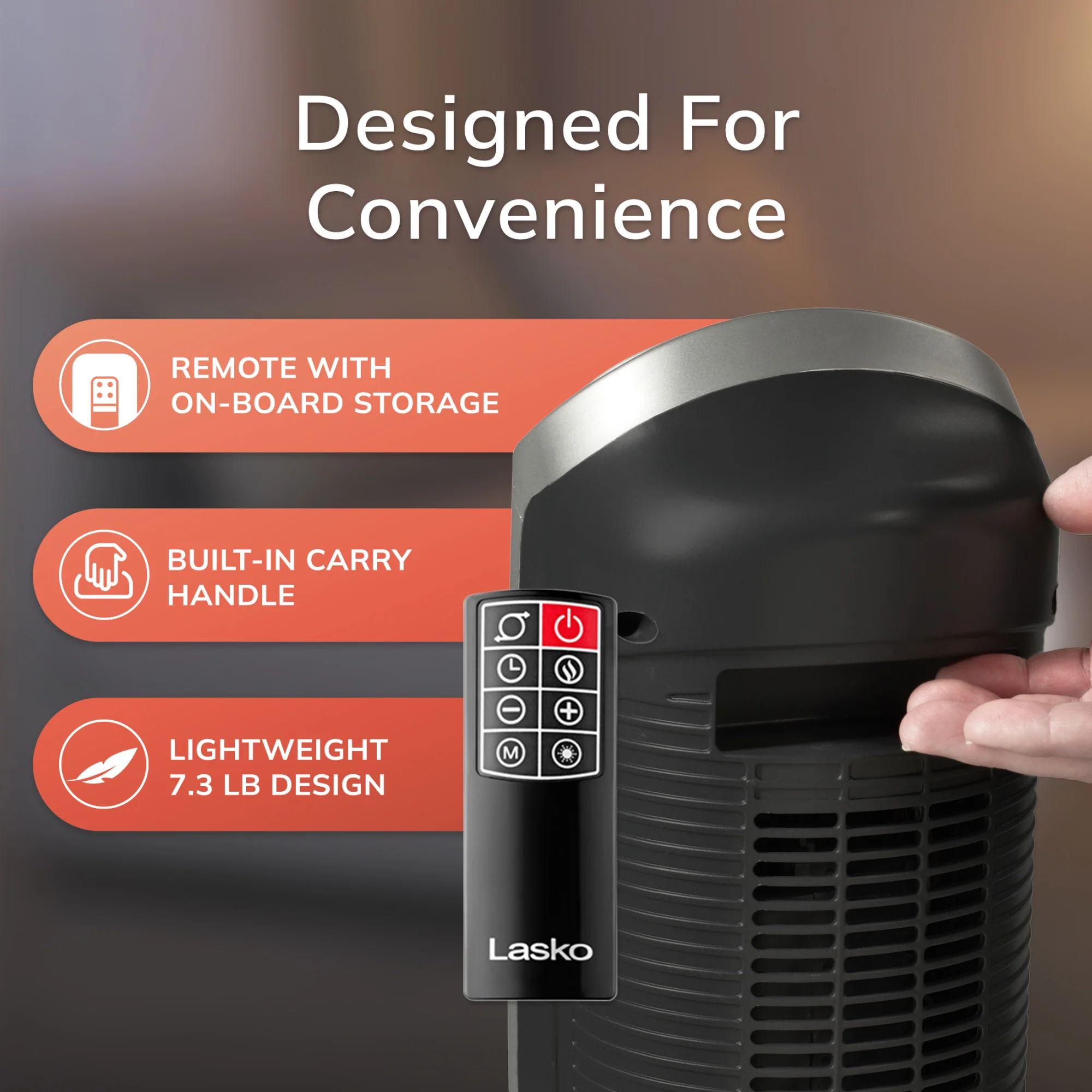 Lasko 1500W Digital Ceramic Space Heater with Remote, 755320, Silver - Image 6