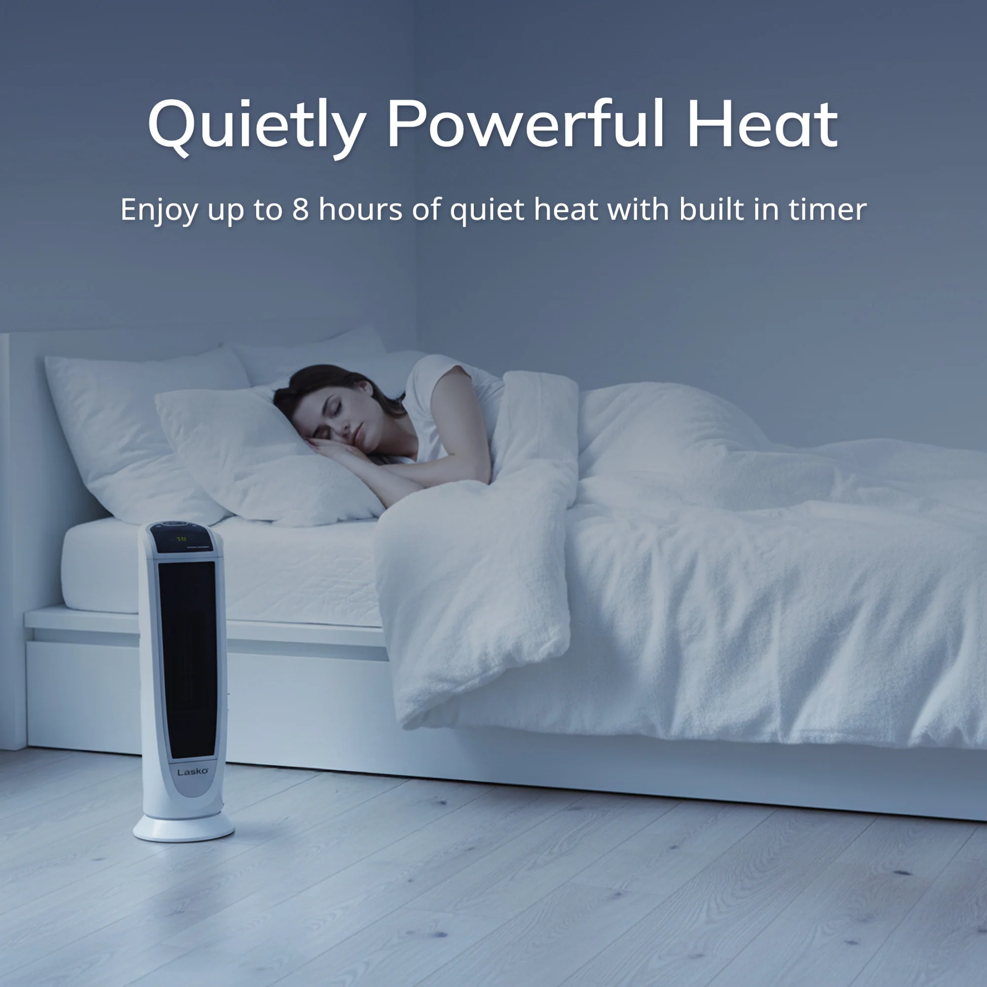 Lasko 22" Digital Ceramic Tower Heater with Remote (white, model 5165) - Image 7