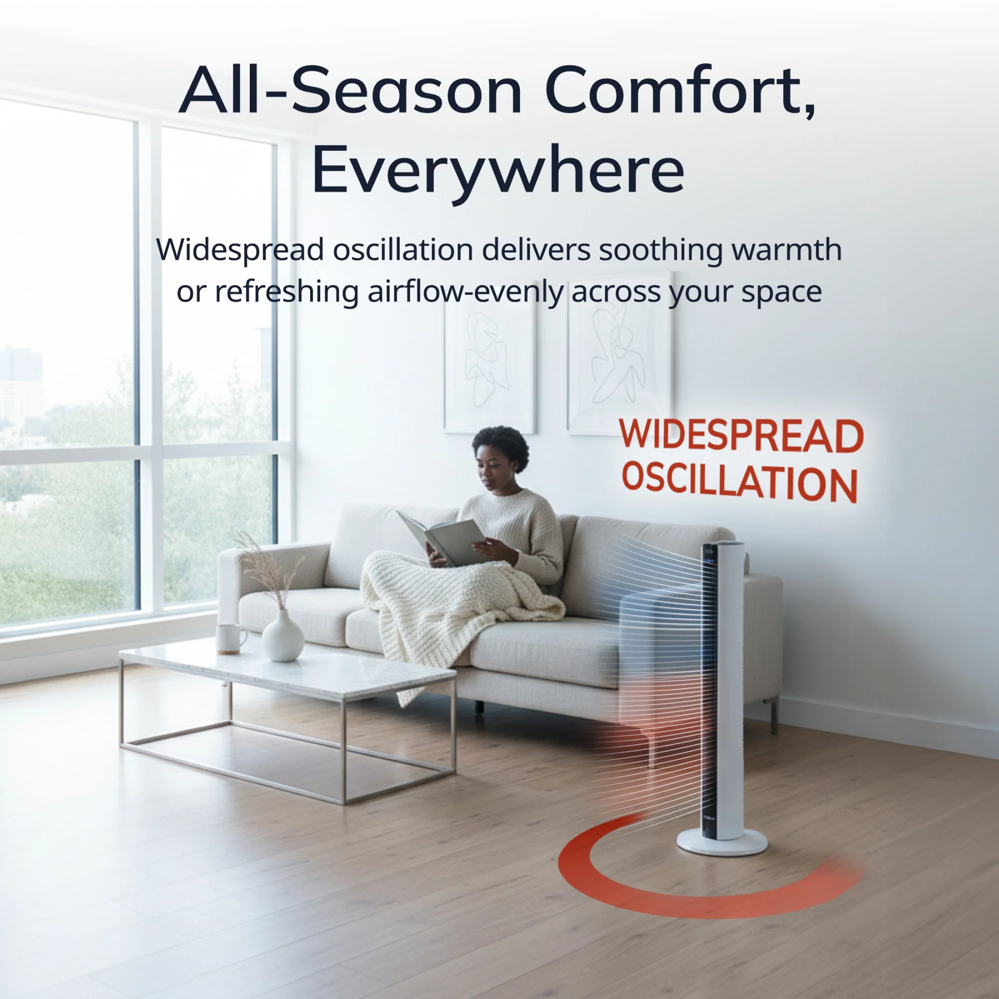 Lasko 1500W Electric All Season Tower Fan & Space Heater with Timer and  Remote, FH500, White - Image 3
