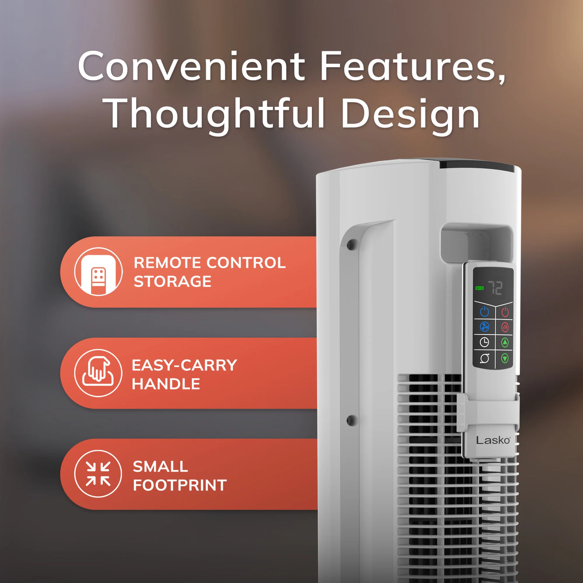 Lasko 1500W Electric All Season Tower Fan & Space Heater with Timer and  Remote, FH500, White - Image 6