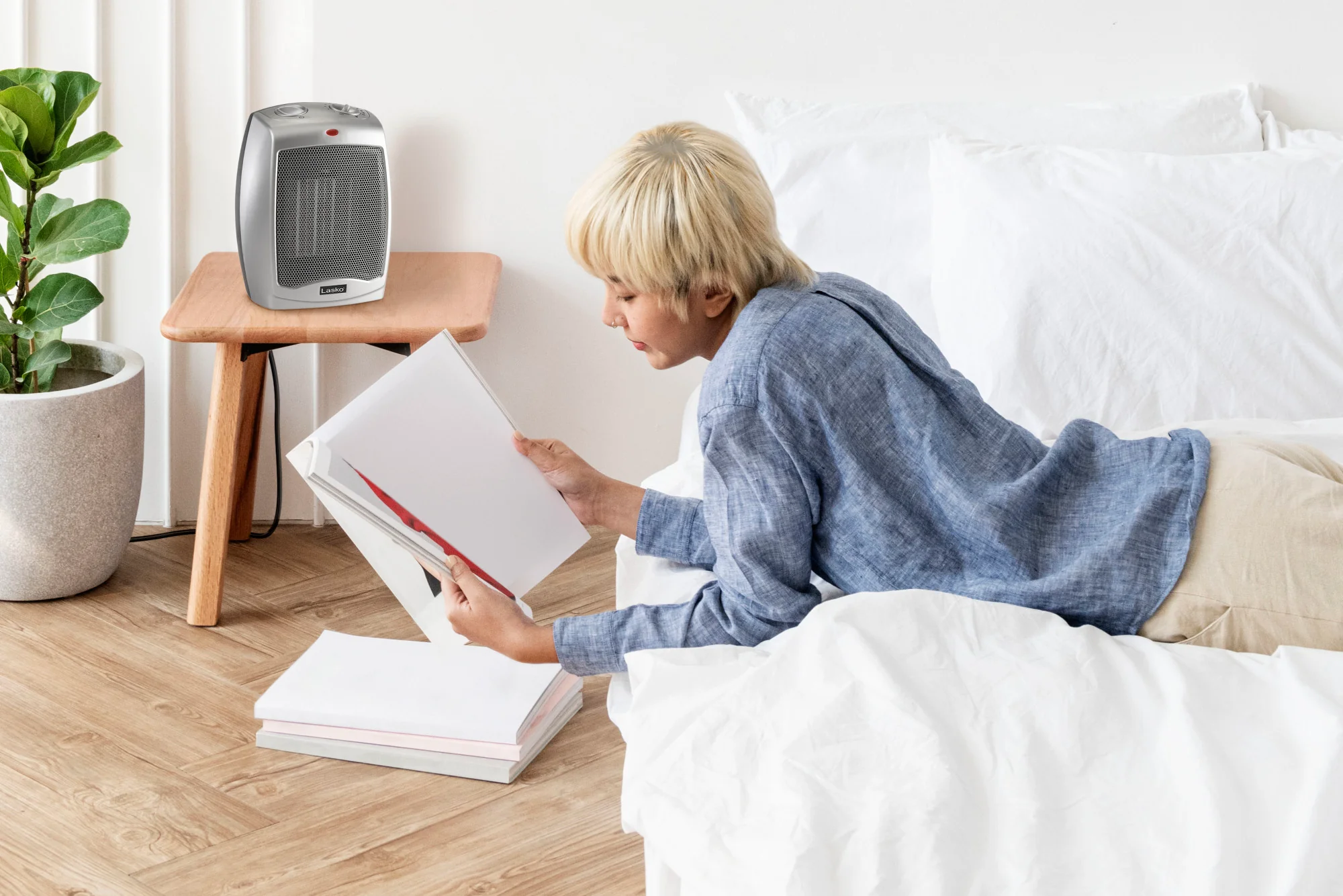 Lasko 1500W Electric Ceramic Space Heater with Adjustable Thermostat, 754200, Silver - Image 11
