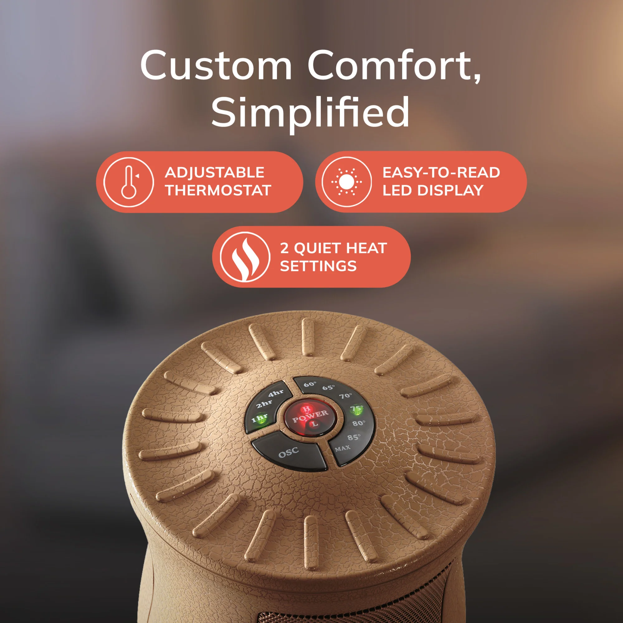 Lasko Designer Series Oscillating Ceramic Space Heater with Remote, Timer & Thermostat (beige, model 6405) - Image 6