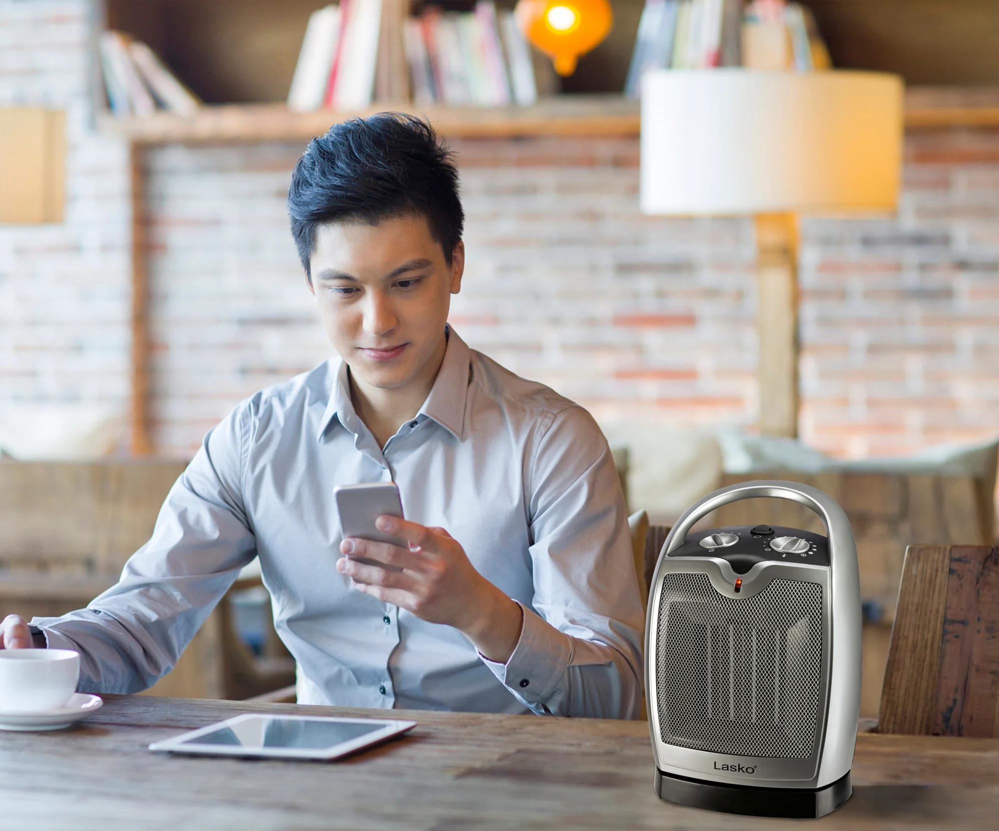 Lasko 1500W Electric Oscillating Ceramic Tabletop Space Heater with Adjustable Thermostat, 5409, Gray - Image 10