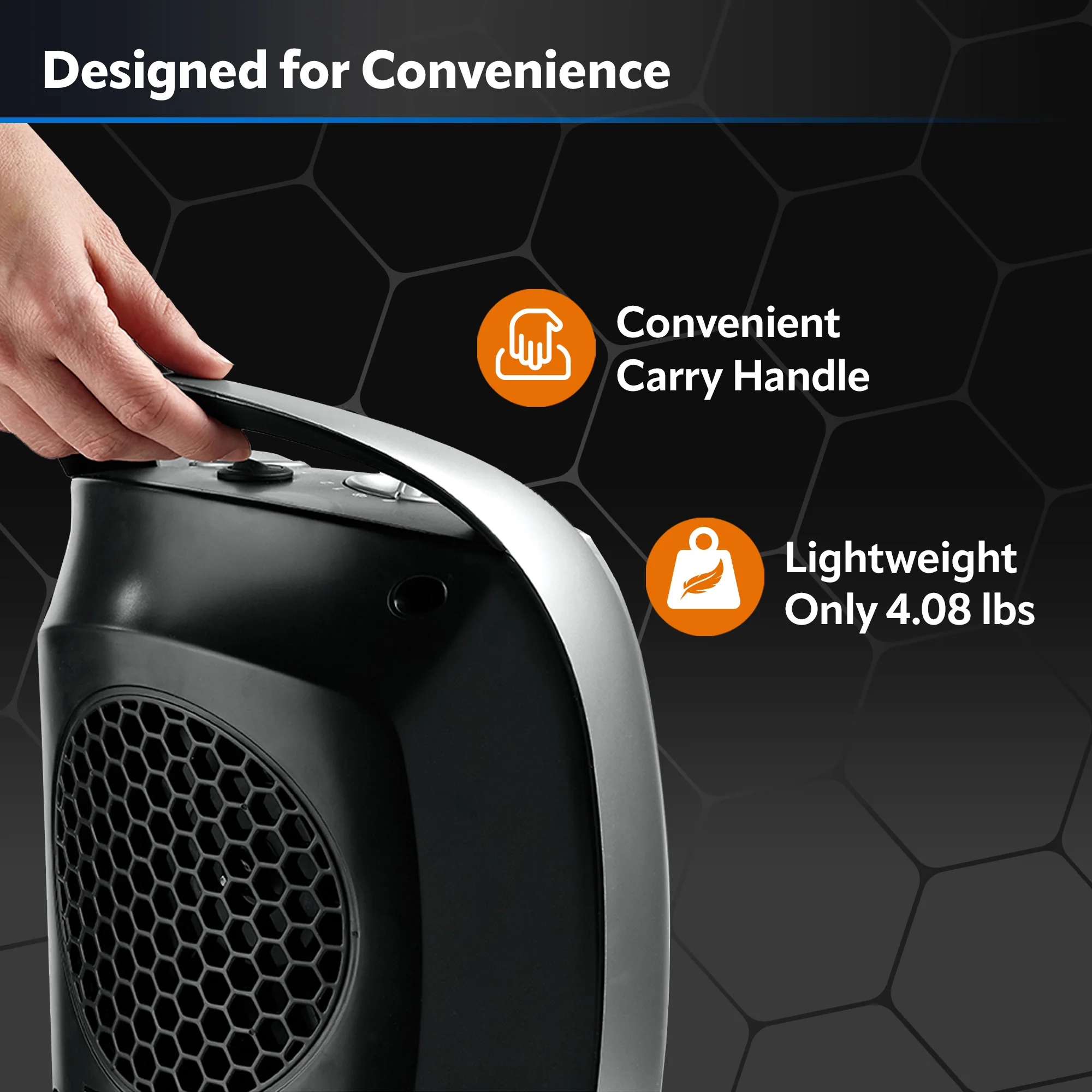 Lasko 1500W Electric Oscillating Ceramic Tabletop Space Heater with Adjustable Thermostat, 5409, Gray - Image 6