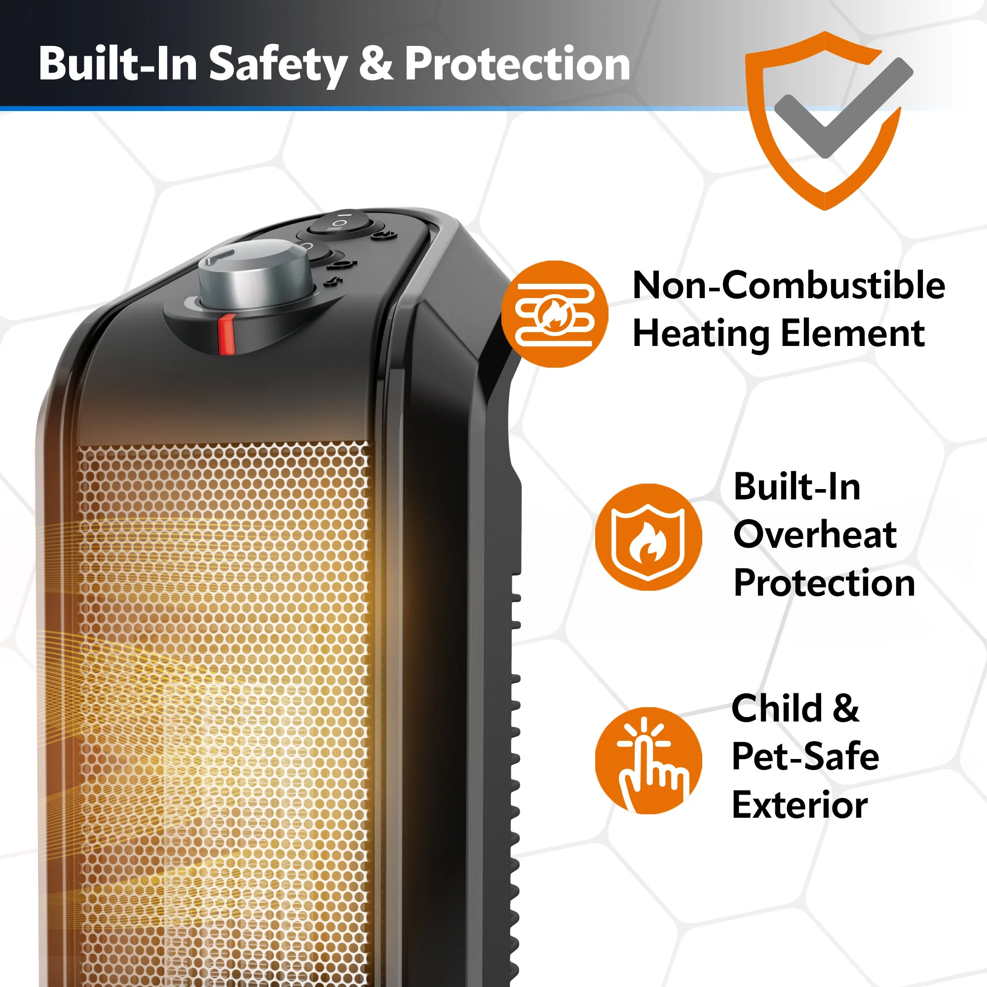 Lasko 1500W Electric Oscillating Ceramic Tower Space Heater, CT16451, Gray - Image 4