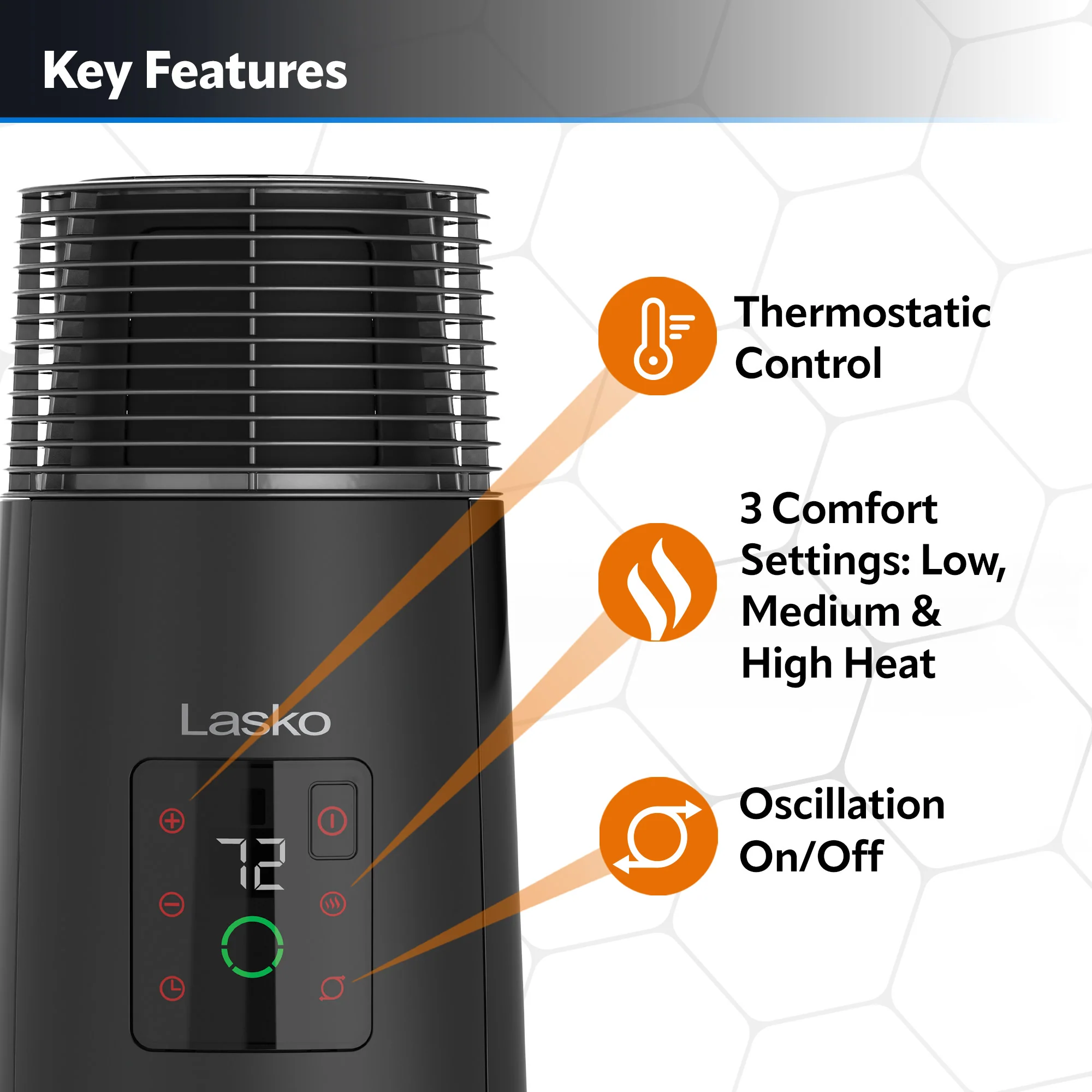 Lasko 1500W Full Circle Warmth Ceramic Tower Space Theater with Remote Control, CT24362, Black - Image 3