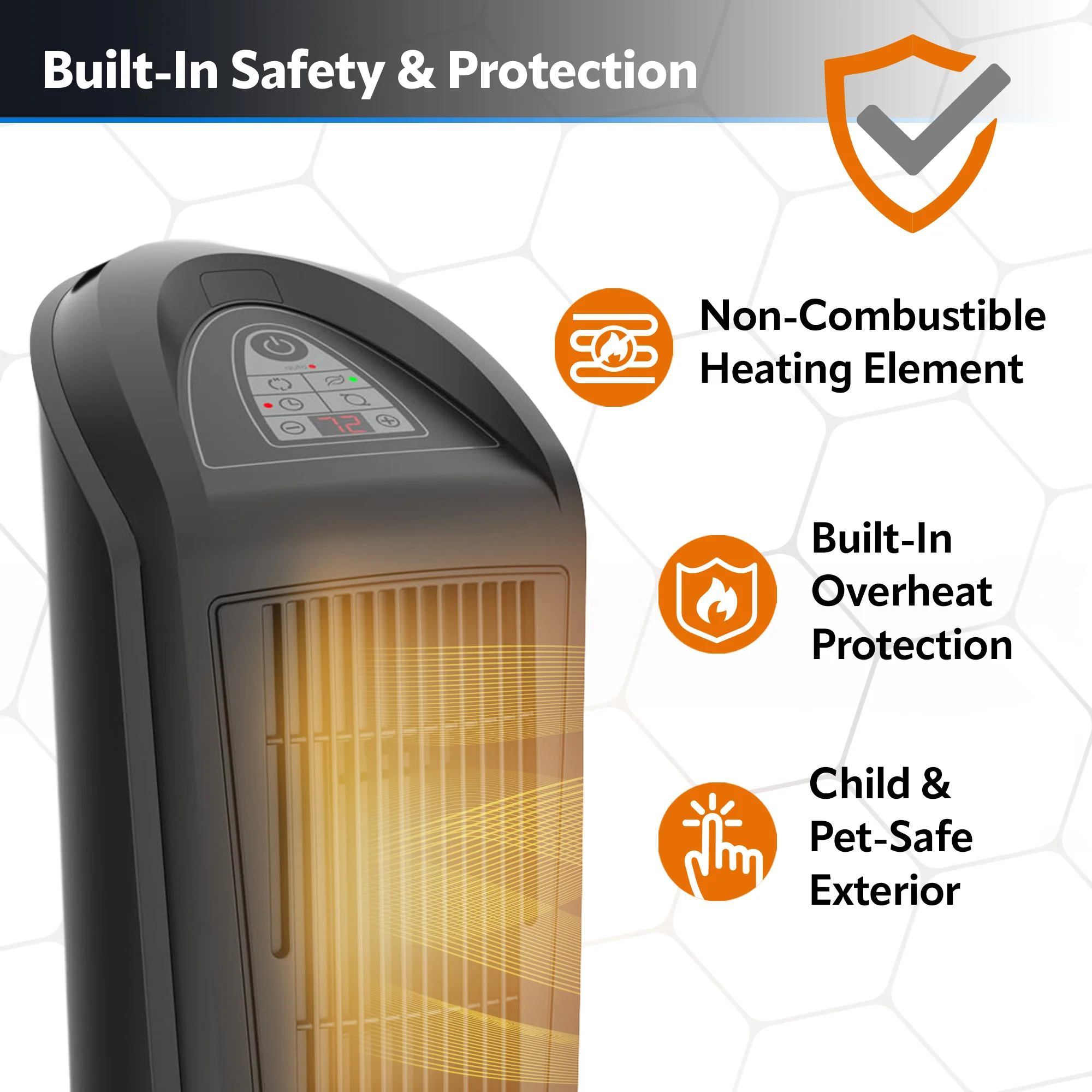Lasko 1500W Oscillating Ceramic Tower Heater with Remote Control, 751321, Black - Image 4