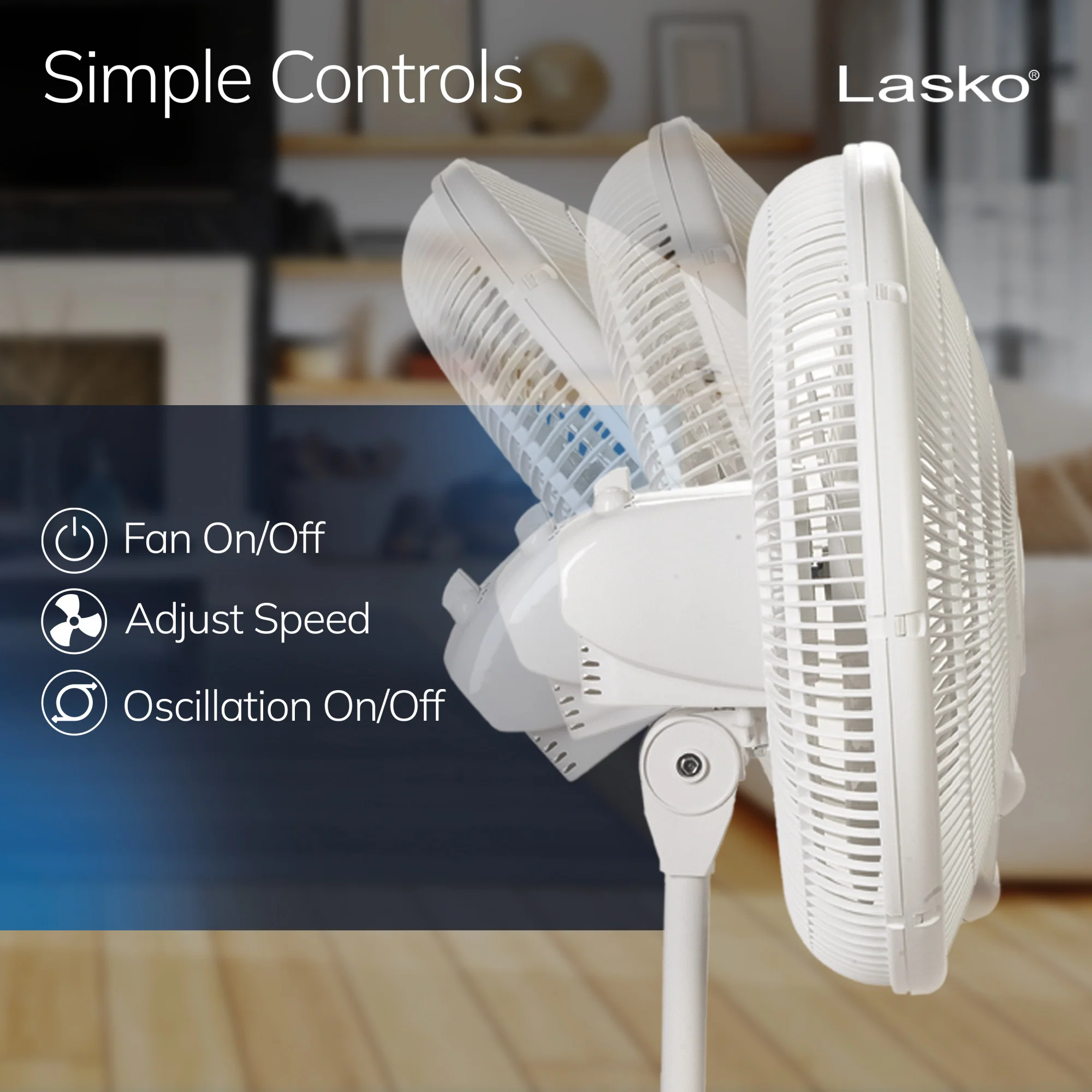 Lasko 16" 3-speed Pedestal Fan (white, model 2520) - Image 4
