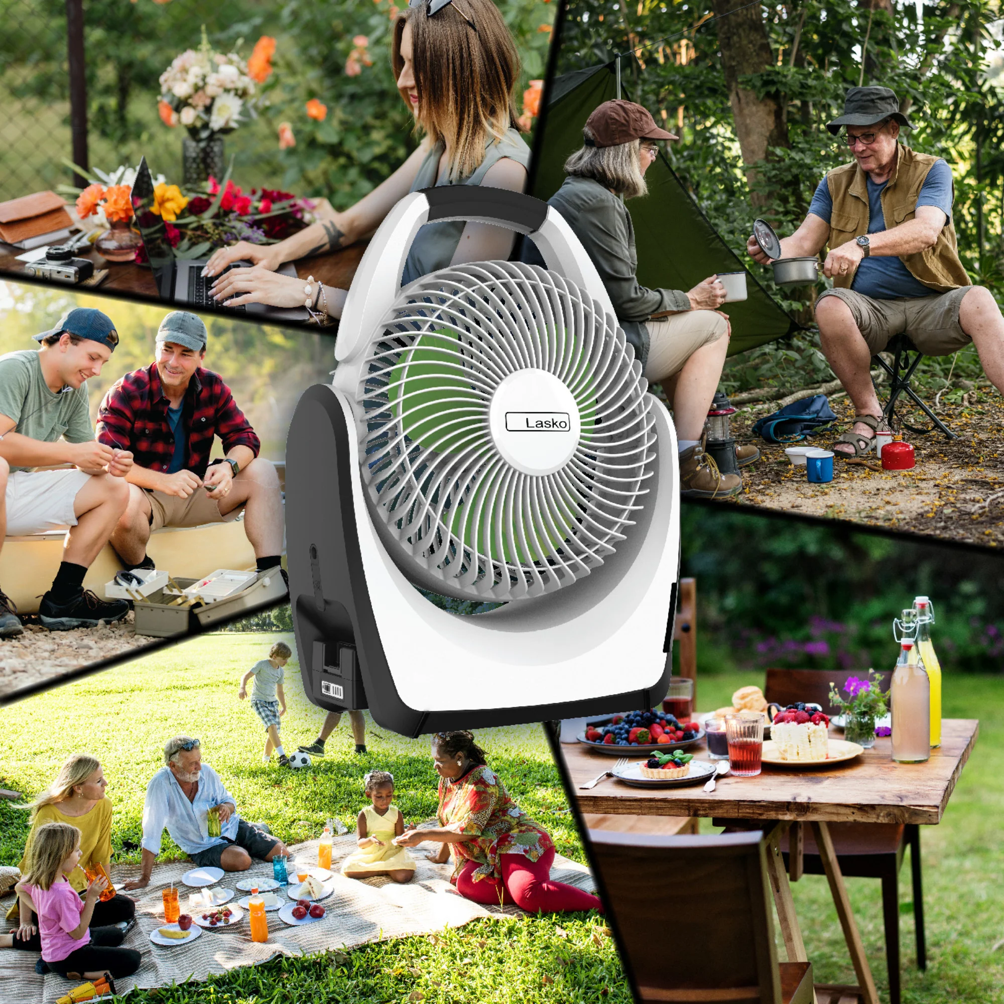 Lasko 17" 5-Speed Portable Battery Fan with 18V Lithium Ion Battery and Adapter, RB200, White - Image 7
