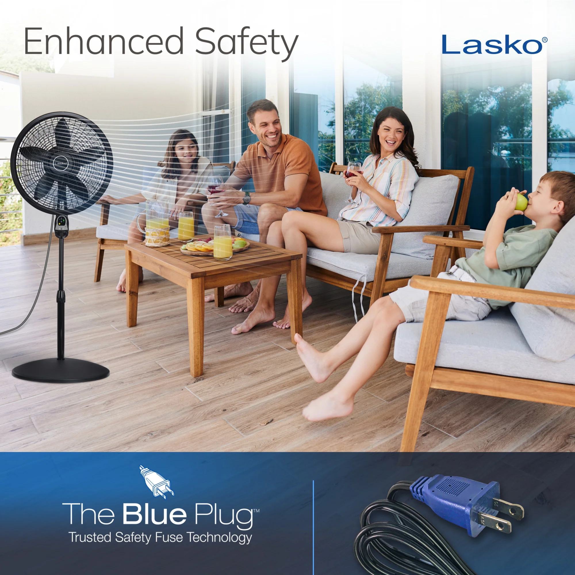 Lasko Cyclone® 18" 3-speed Pedestal Fan with Remote & Timer (black, model 1843) - Image 6