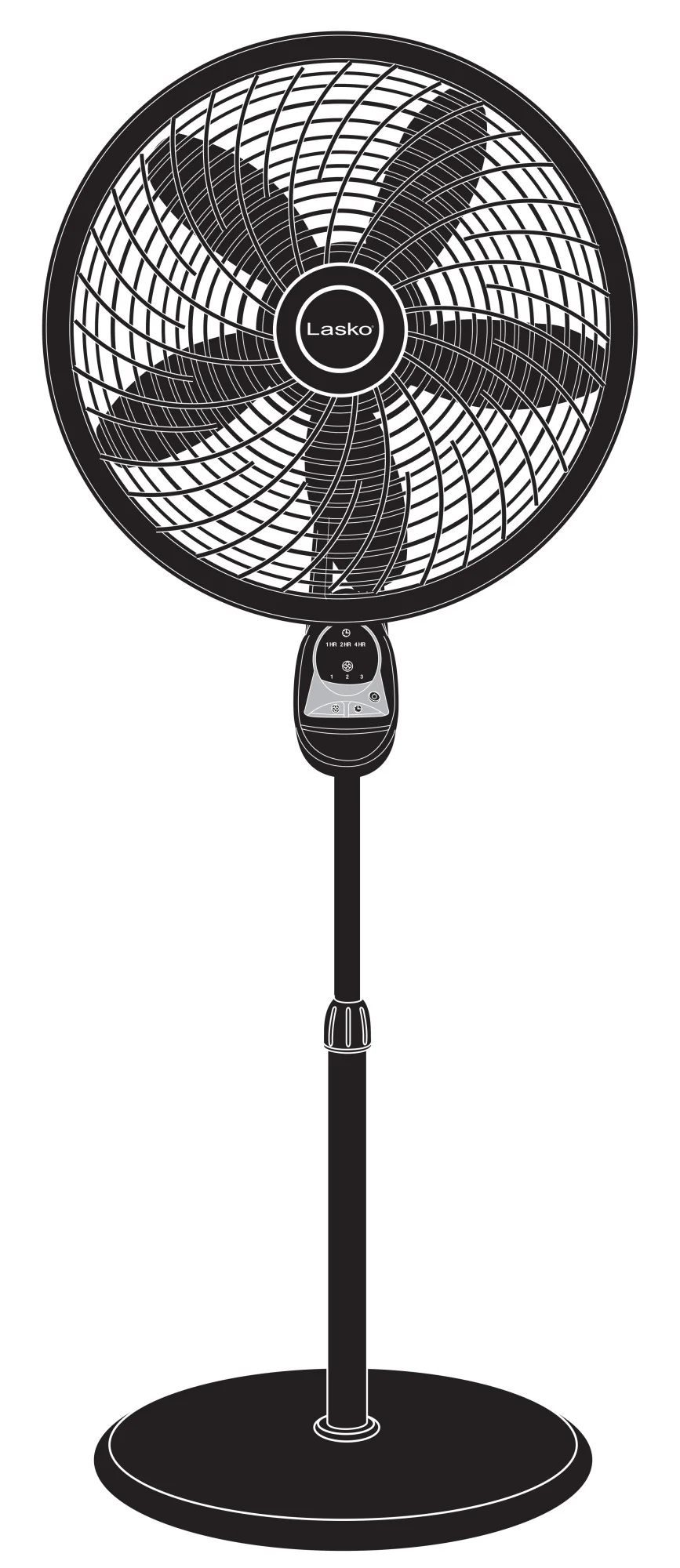 Lasko Cyclone® 18" 3-speed Pedestal Fan with Remote & Timer (black, model 1843) - Image 7