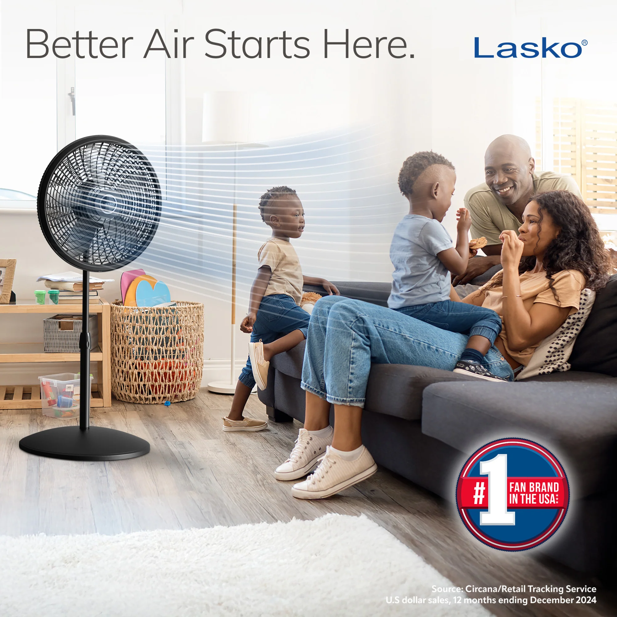 Lasko Cyclone® 18" 3-speed Pedestal Fan (black, model S18910) - Image 2