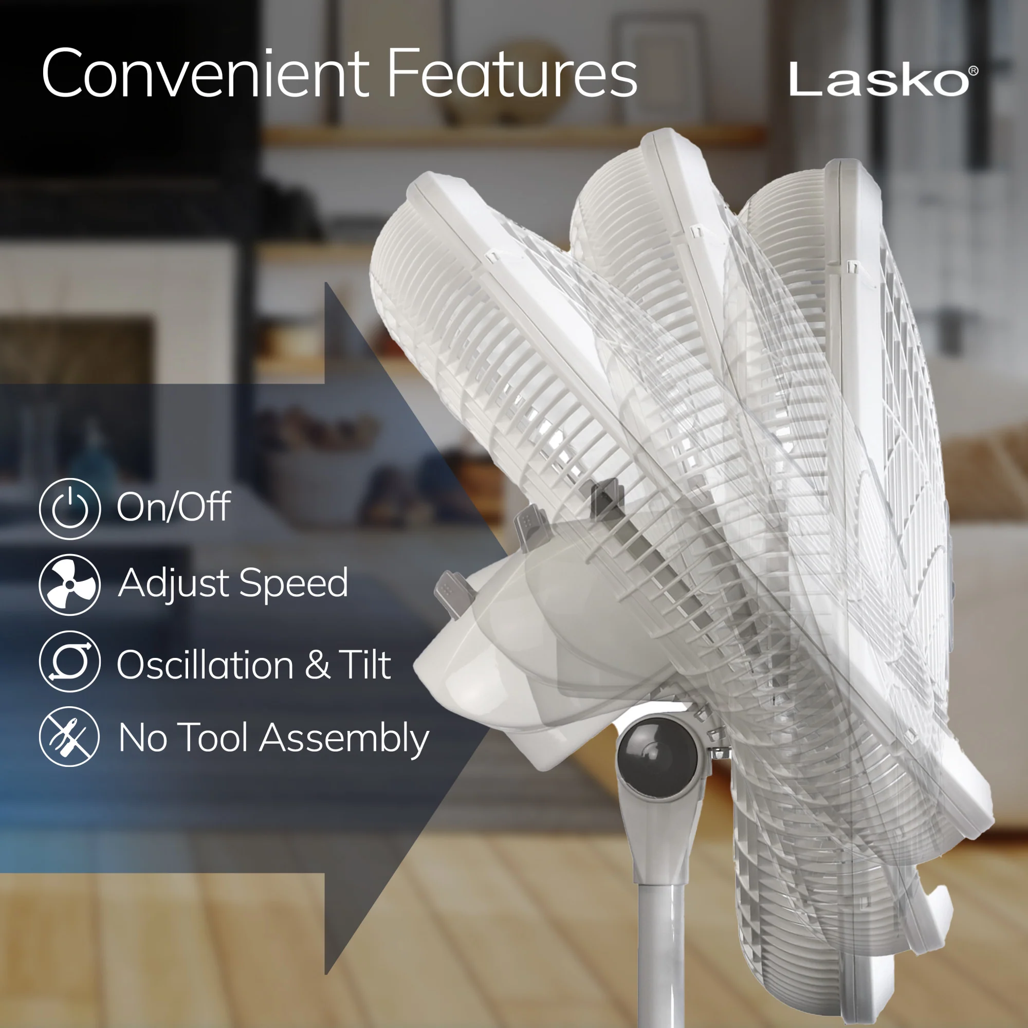 Lasko Performance 18" 3-speed Pedestal Fan (white, model 1820) - Image 5