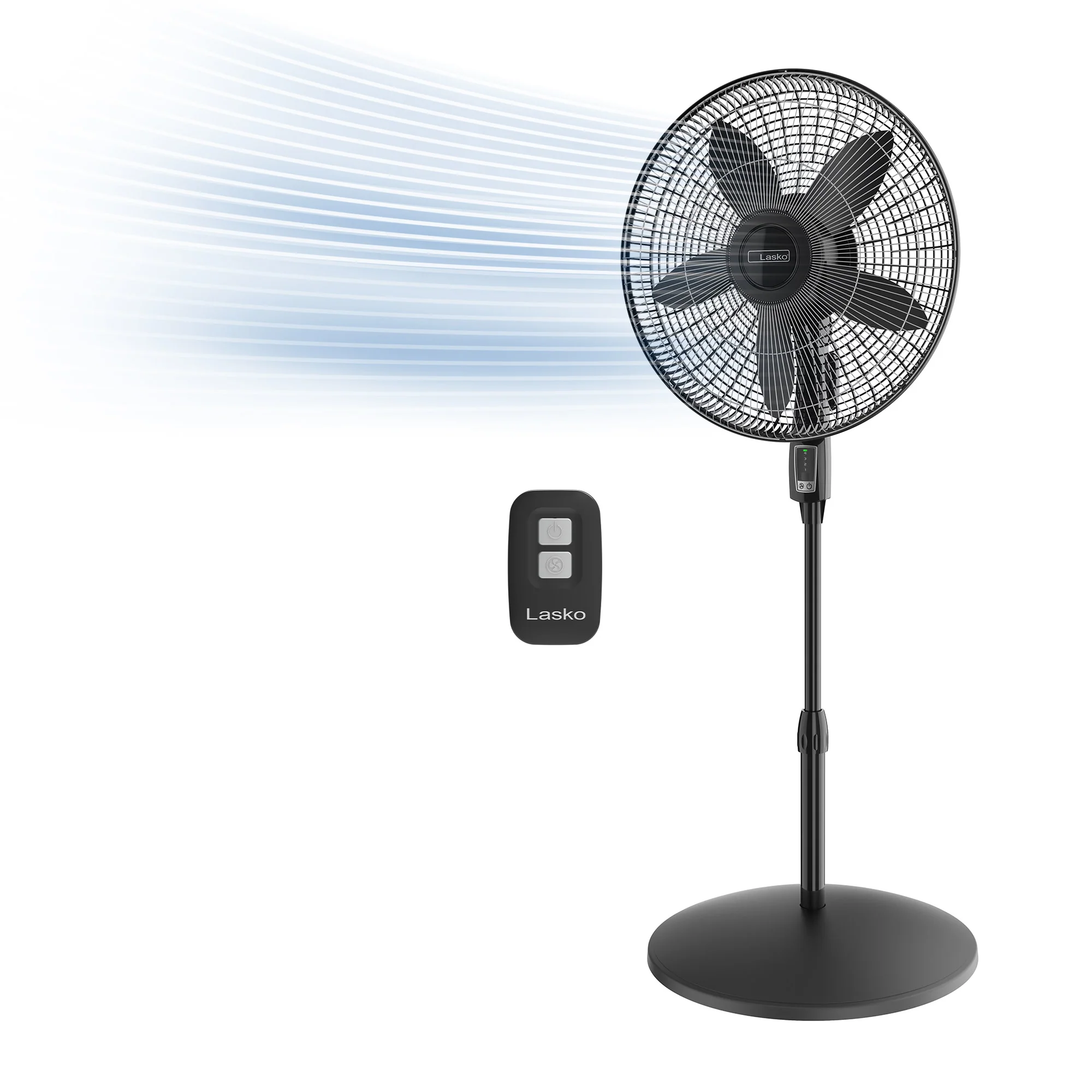 Lasko Cyclone® Max 18" 4-speed Pedestal Fan with Remote (black, model S18605)
