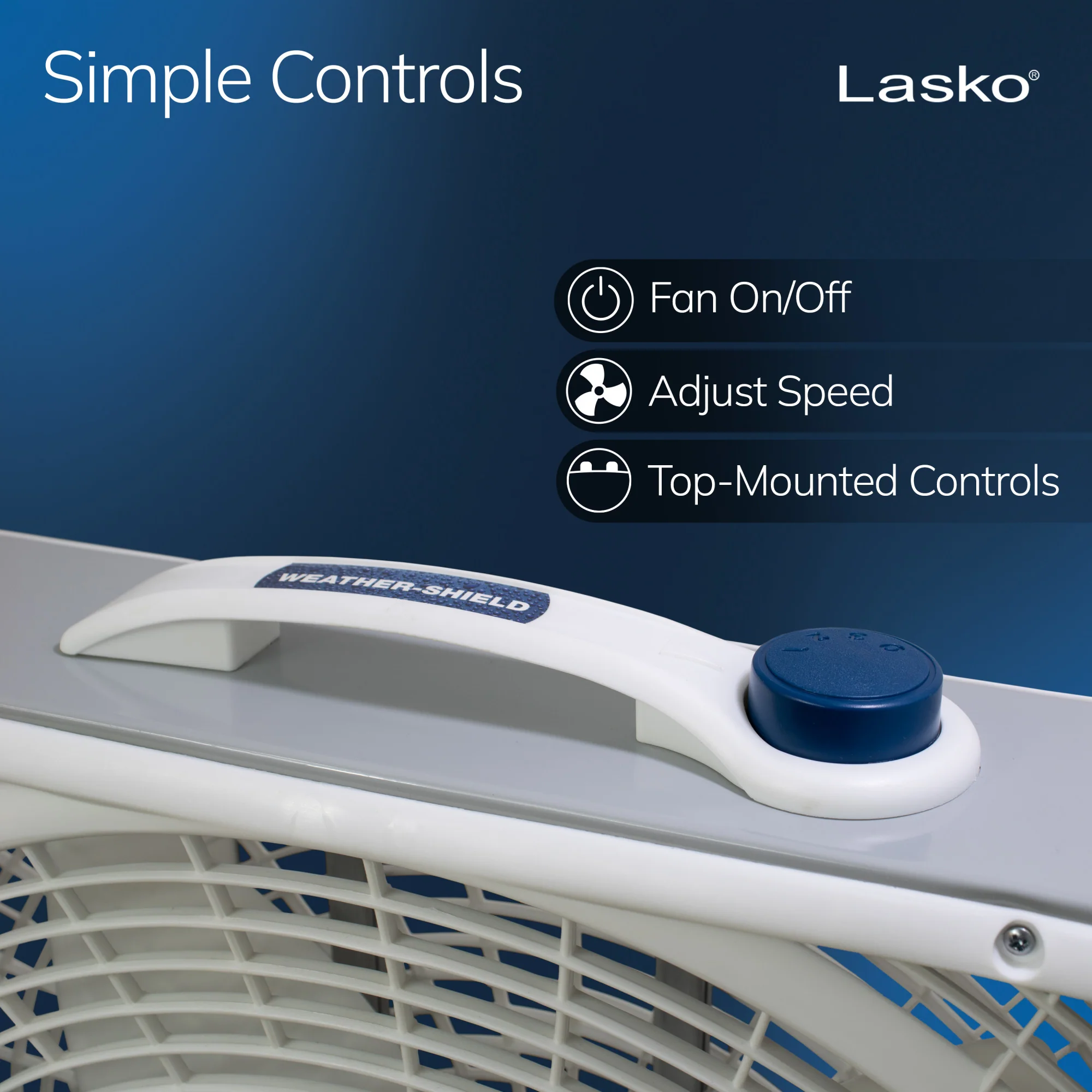Lasko 20" Weather-Shield Performance Box Fan with High Performance Grill and 3 Speeds, 3720, White - Image 4