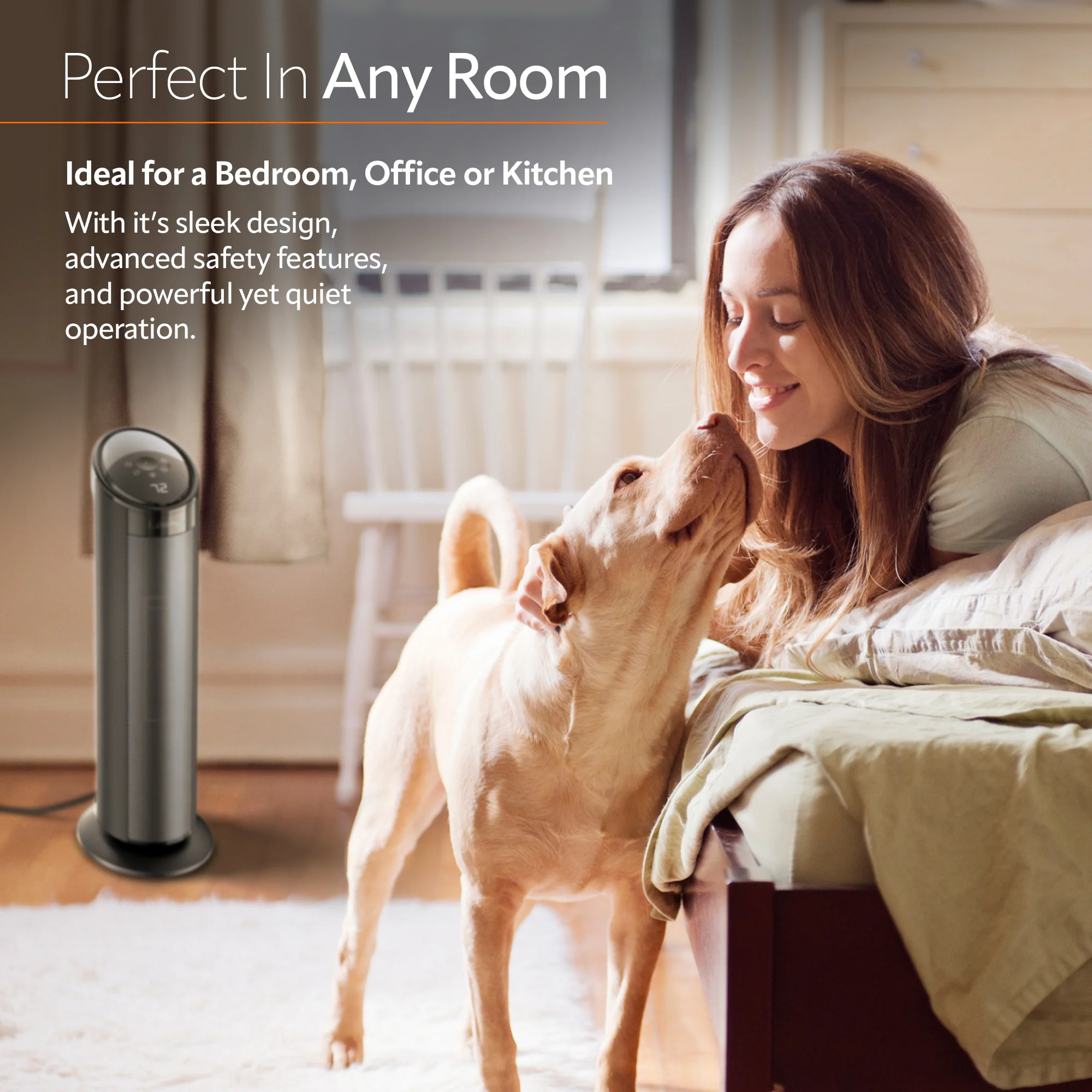 Lasko 22" Ceramic Tower Space Heater with Remote (black, model CT22495) - Image 6