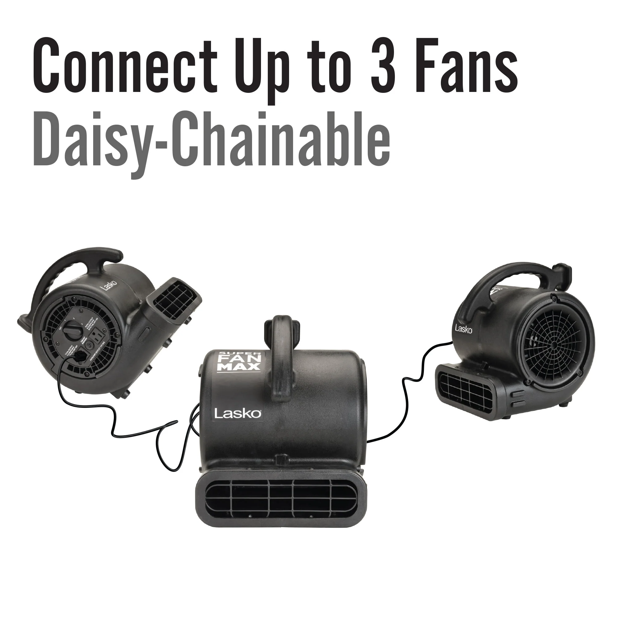 Lasko 3-Speed Super Fan Max Air Mover Floor Fan with Outlets, SF-20-BK, Black - Image 5