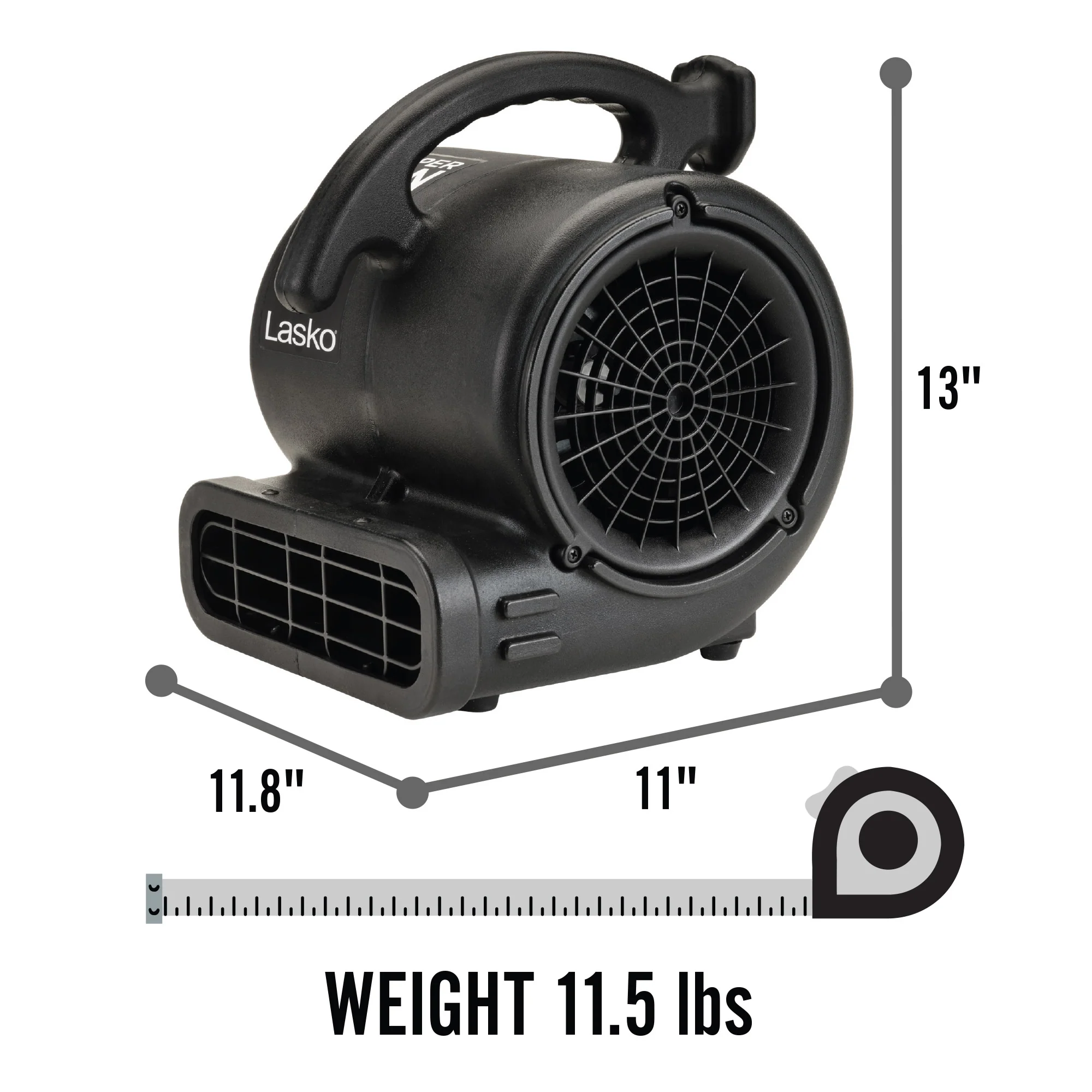 Lasko 3-Speed Super Fan Max Air Mover Floor Fan with Outlets, SF-20-BK, Black - Image 7
