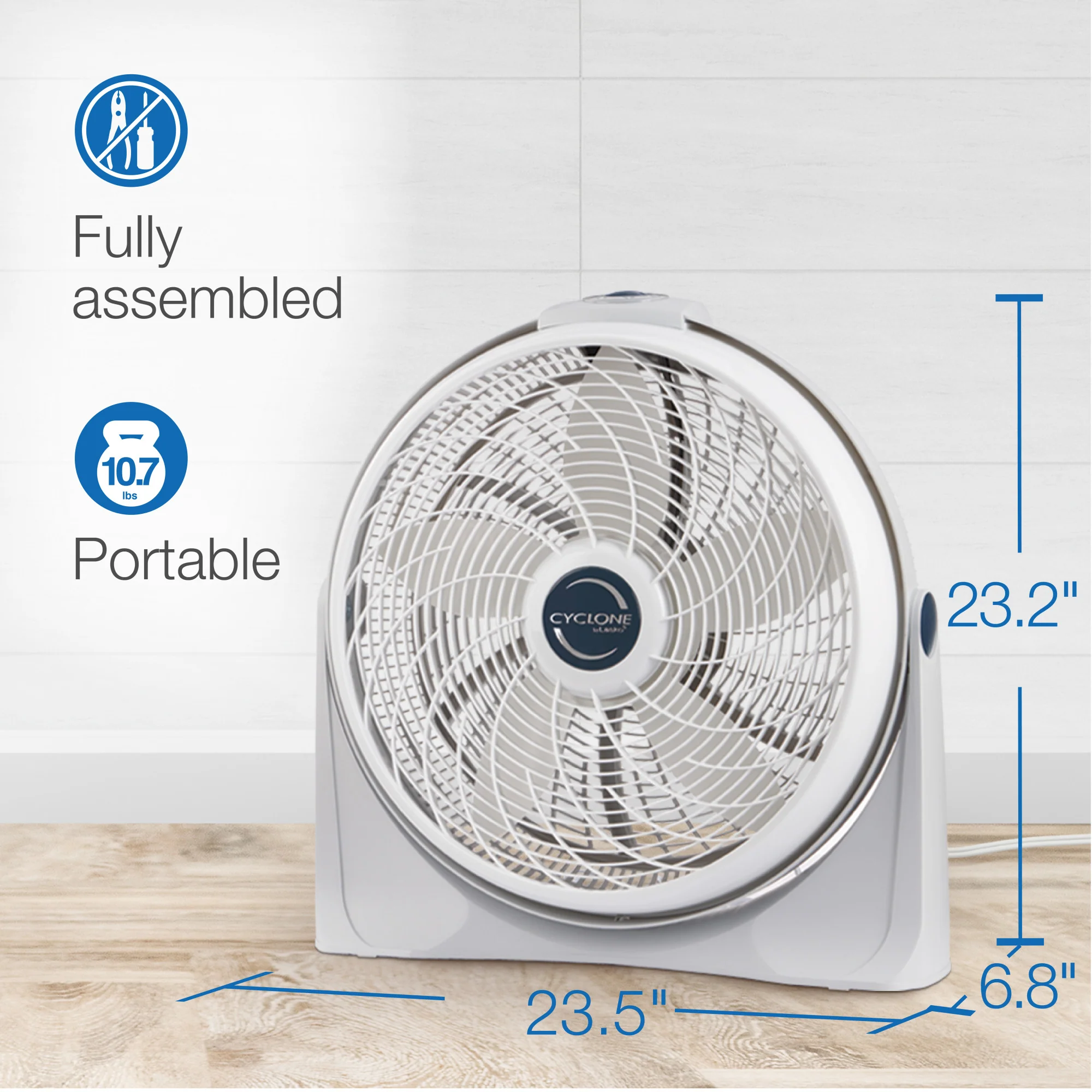 Lasko 3520 20" Cyclone Power 3-Speed Air Circulator Fan - Image 6