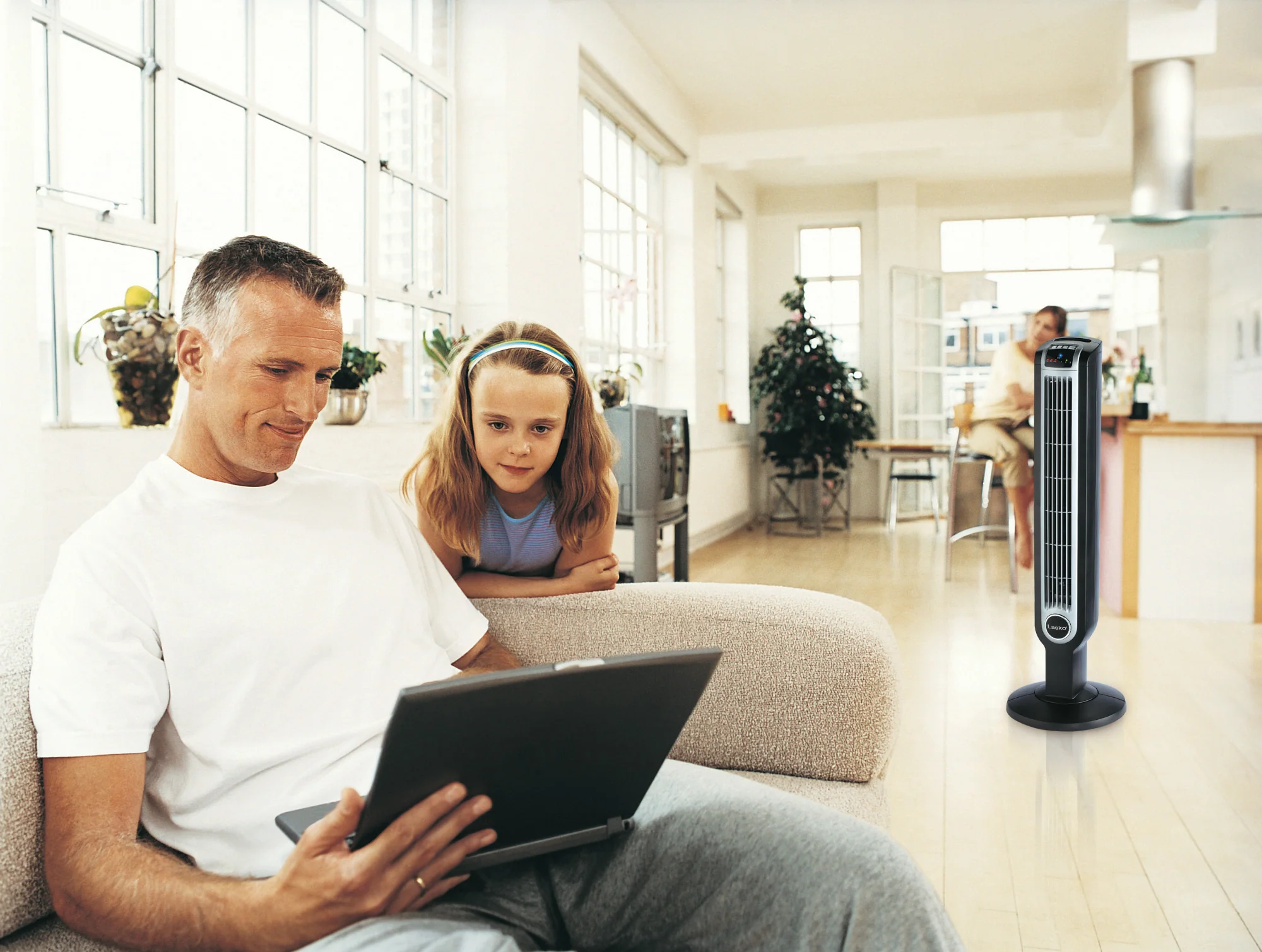Lasko 36" Oscillating 3-Speed Tower Fan and Ionizer with Remote Control, 2505, Black - Image 5