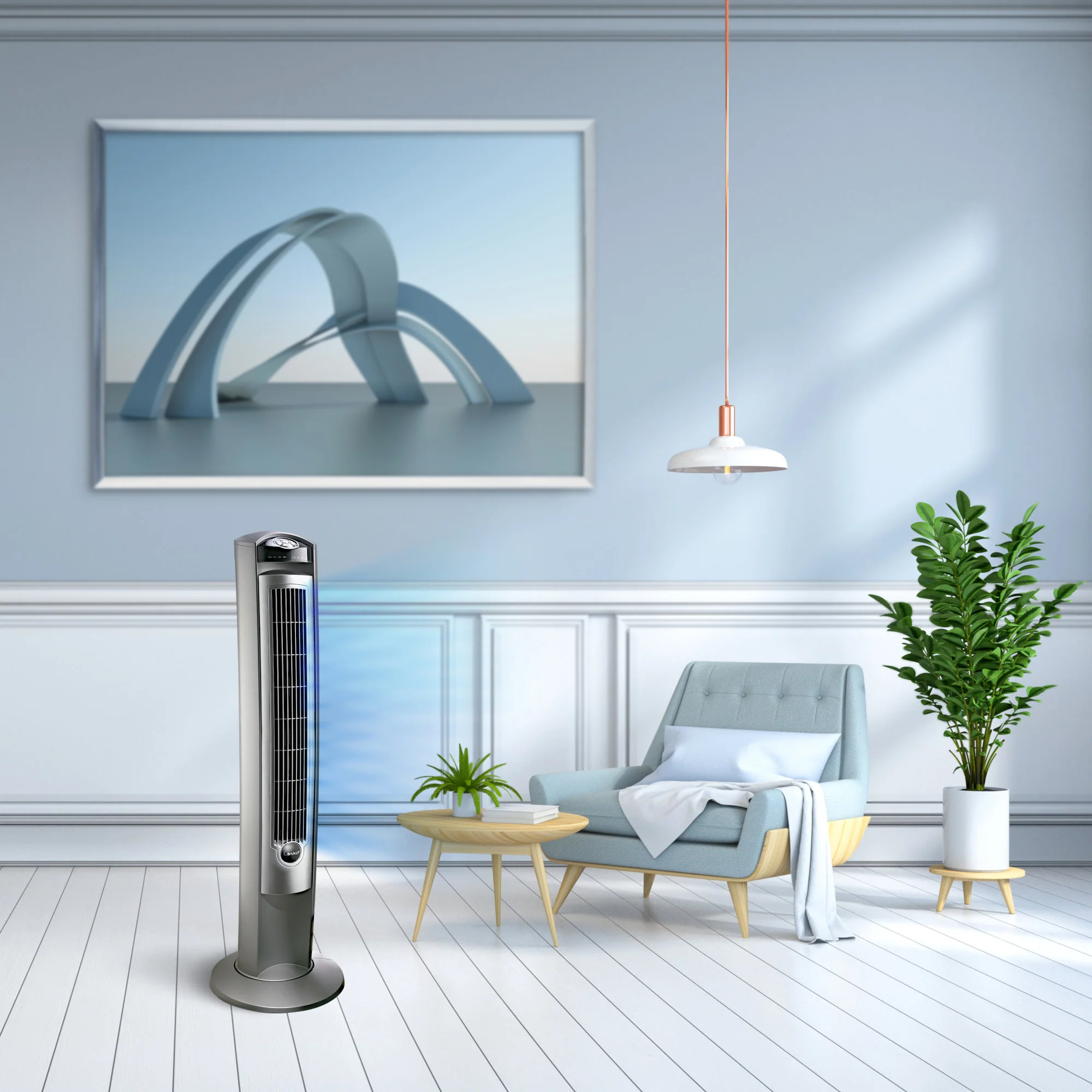 Lasko 42" Wind Curve Oscillating Tower Fan with Nighttime Setting and Remote, T42951, Silver - Image 14