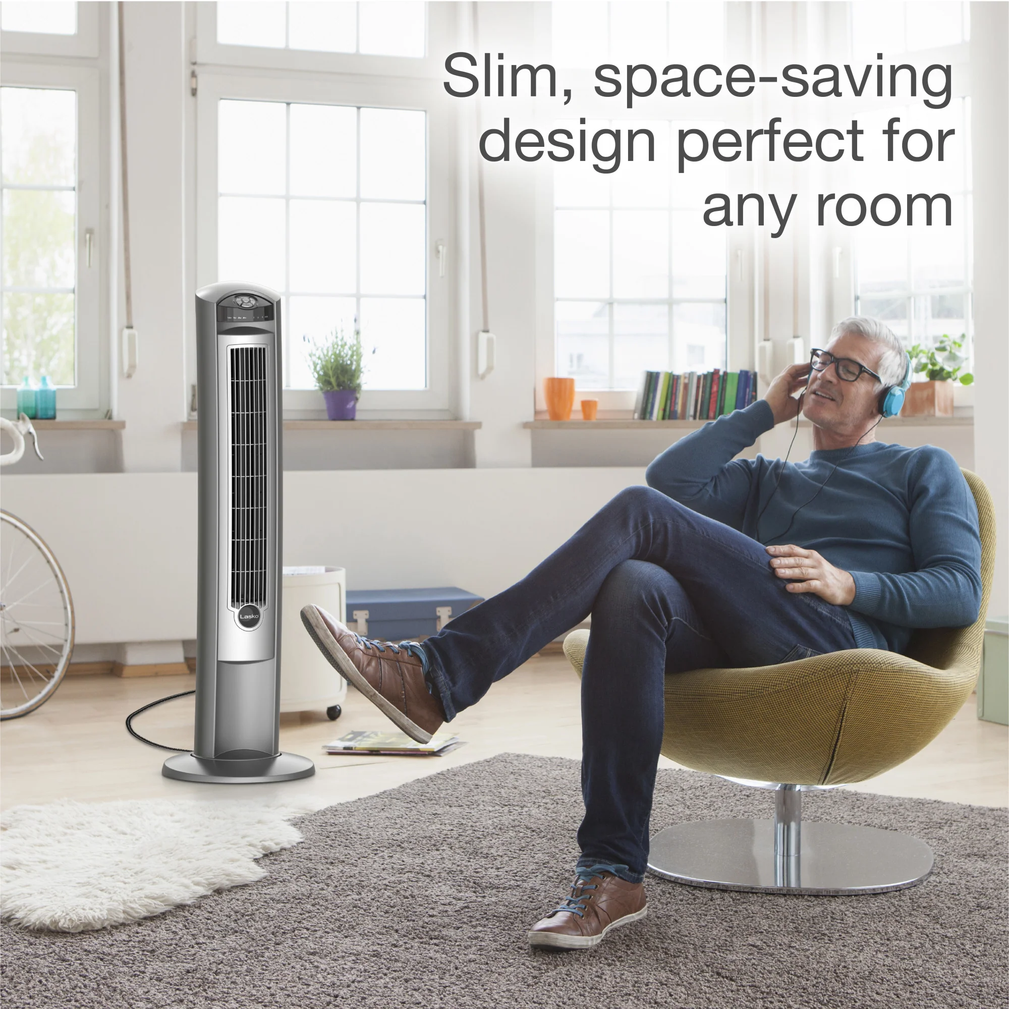 Lasko 42" Wind Curve Tower Fan with Ionizer and Remote, 2551, Silver - Image 3