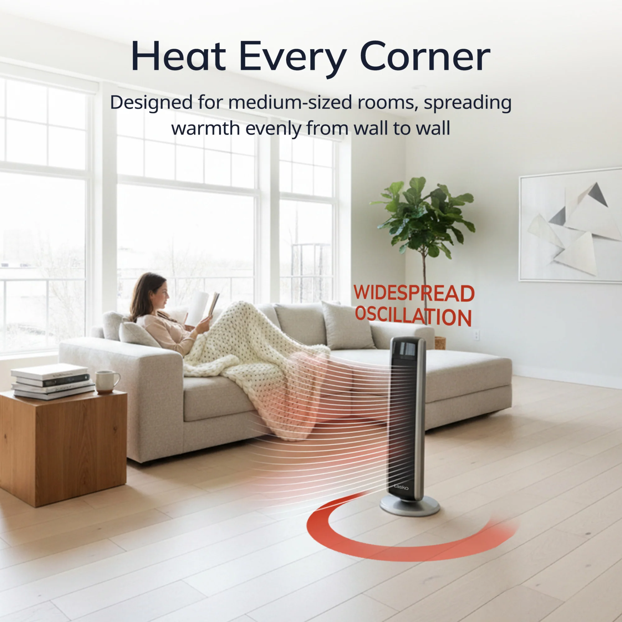 Lasko 5586 1500W Digital Ceramic Tower Space Heater with Remote - Image 3
