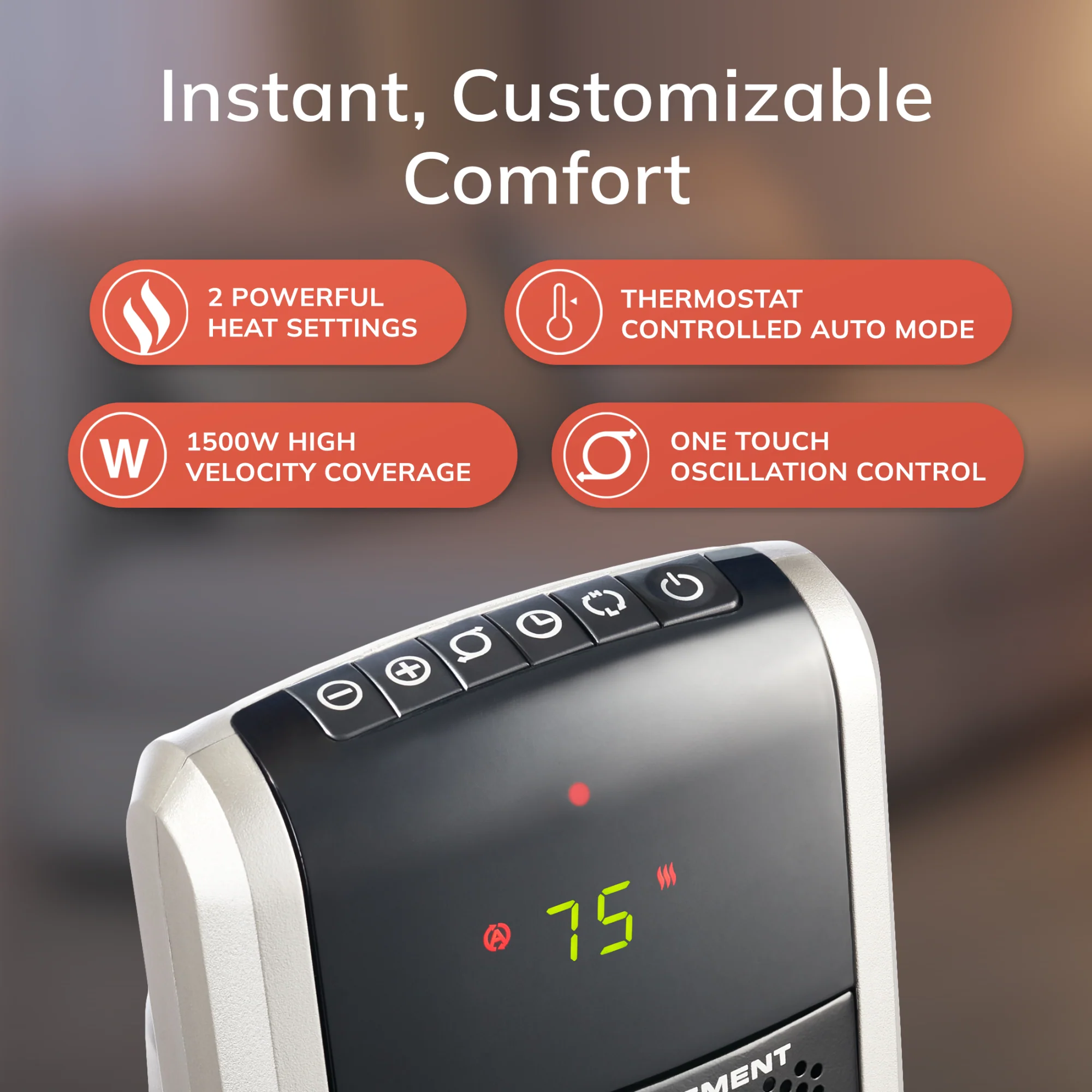Lasko 5586 1500W Digital Ceramic Tower Space Heater with Remote - Image 5