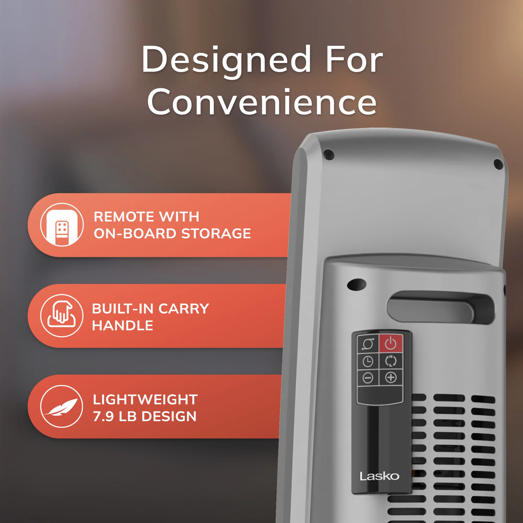 Lasko 5586 1500W Digital Ceramic Tower Space Heater with Remote - Image 6