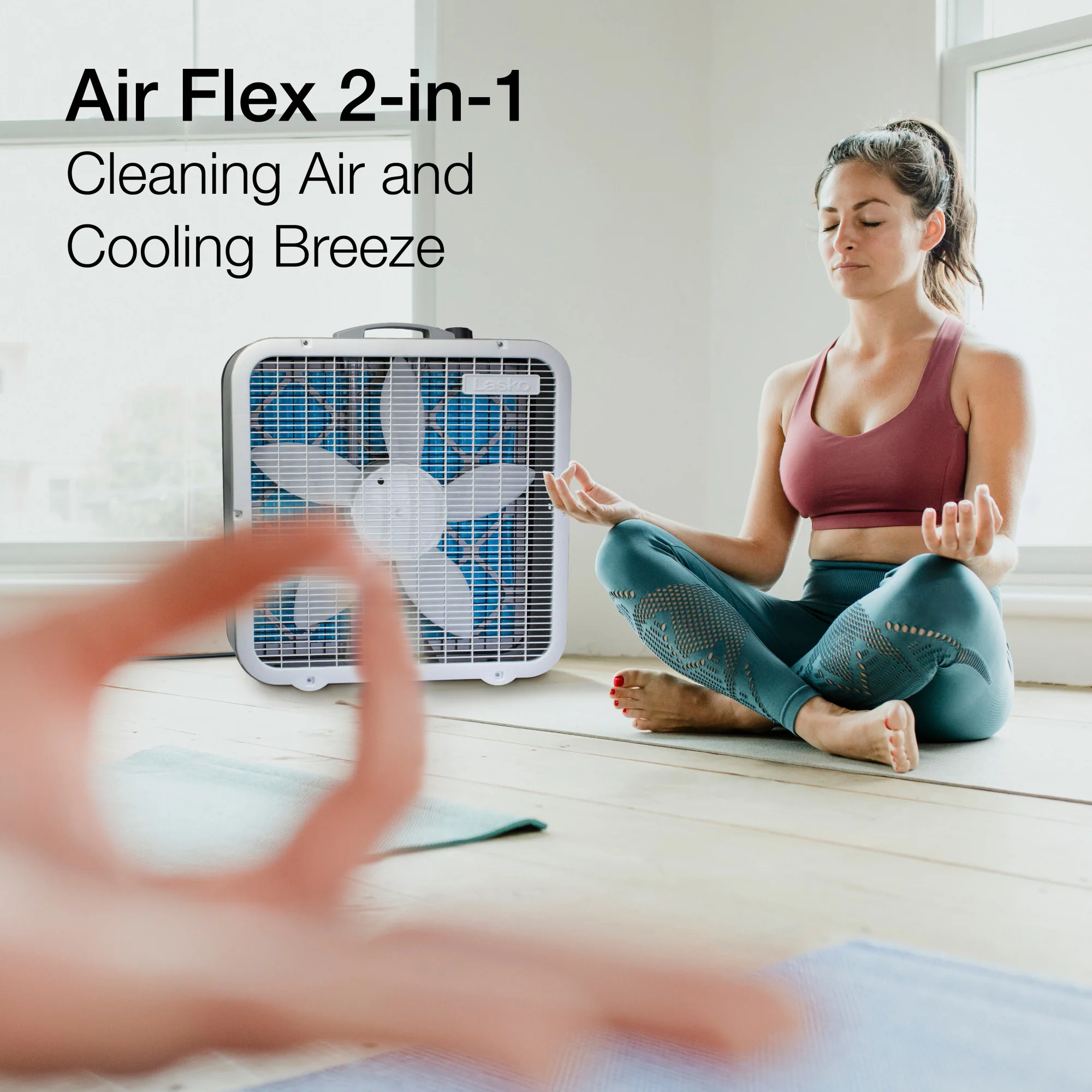 Lasko Air Flex 2-in-1 20-inch Box Fan and Air Purifier in One with 3 Speeds, FF305, White - Image 4