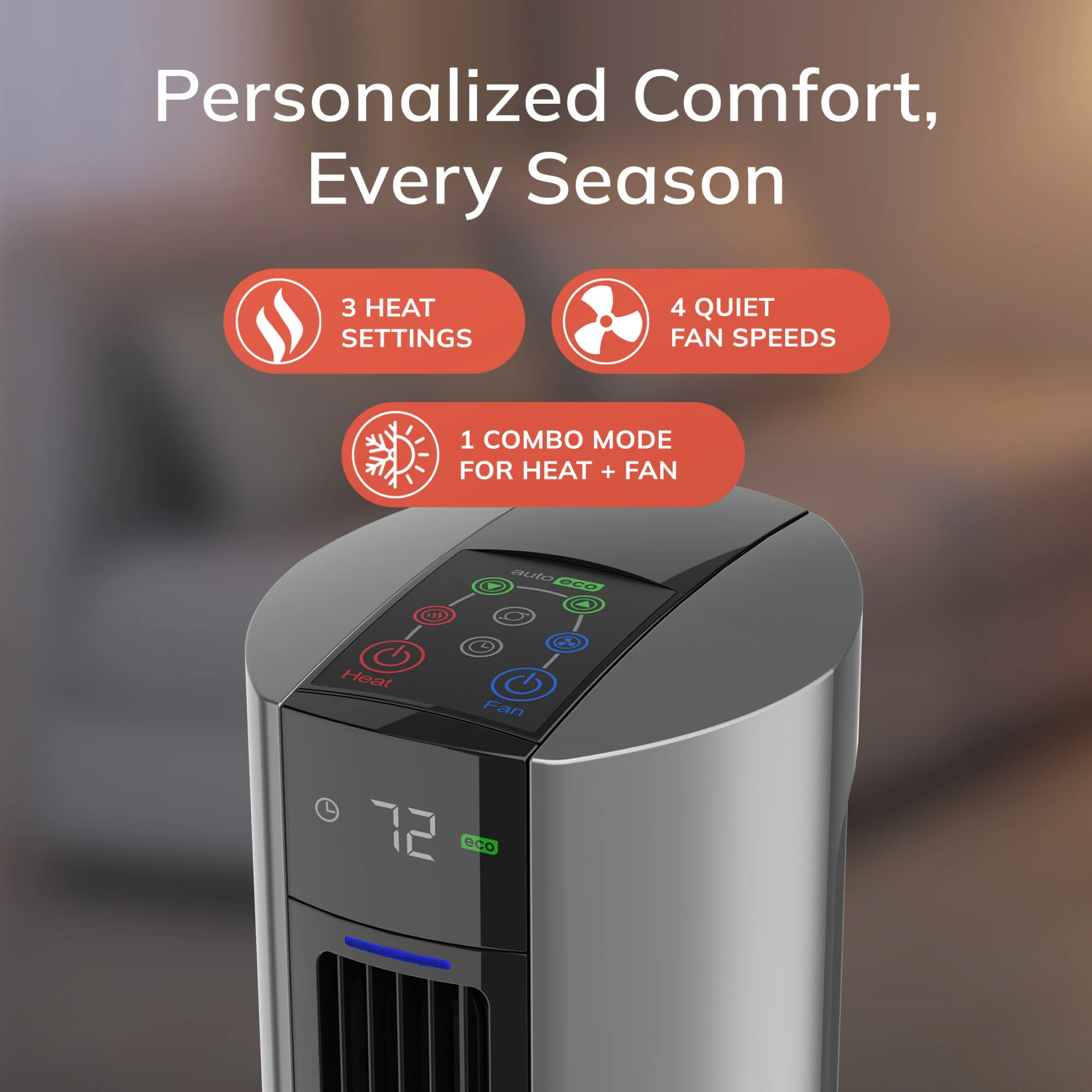 Lasko All Season Tower Fan and Space Heater with Remote, FH515, Black - Image 5