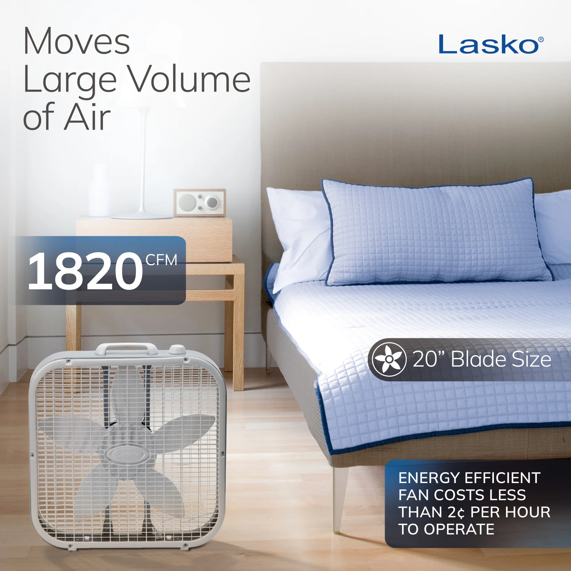 Lasko B20201 20" Box Fan with Save-Smart Technology - Image 3