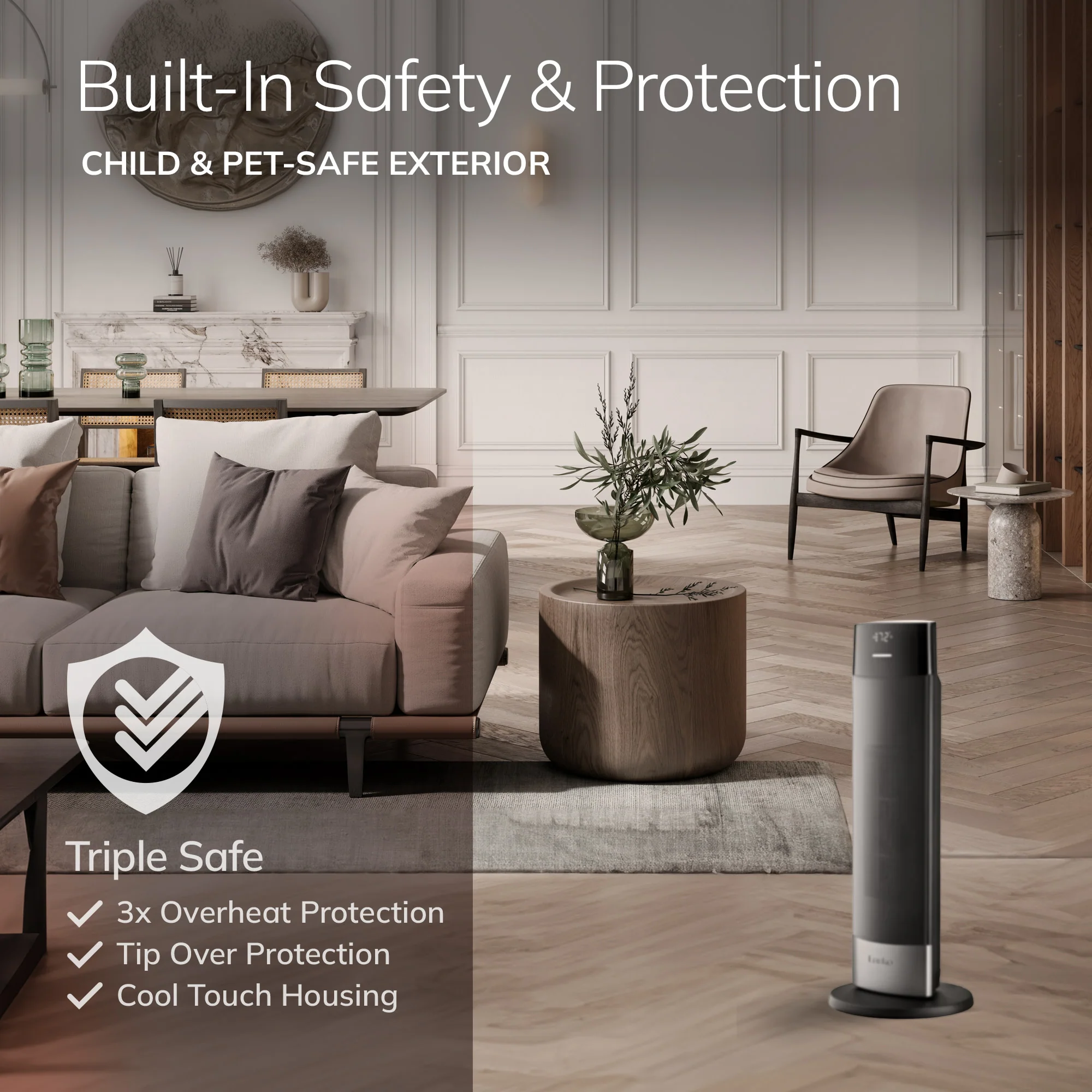Lasko CT24950 Ellipse 24" Tower Space Heater with Remote Control, Black - Image 5