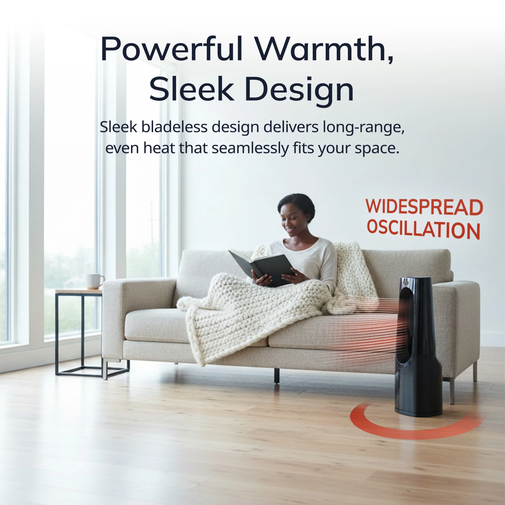 Lasko CW100 1500W Bladeless Tower Heater with Remote Control - Image 3