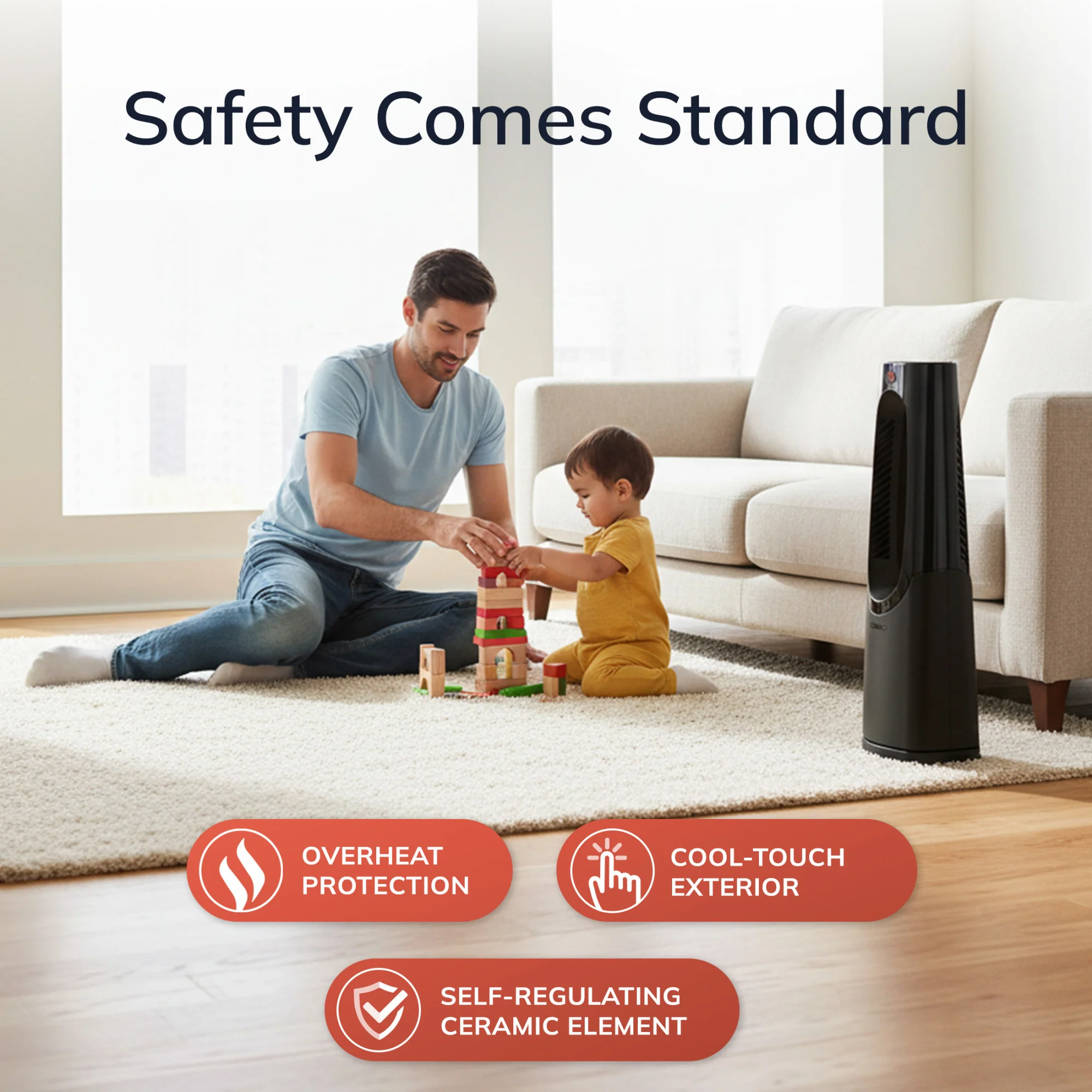 Lasko CW100 1500W Bladeless Tower Heater with Remote Control - Image 4