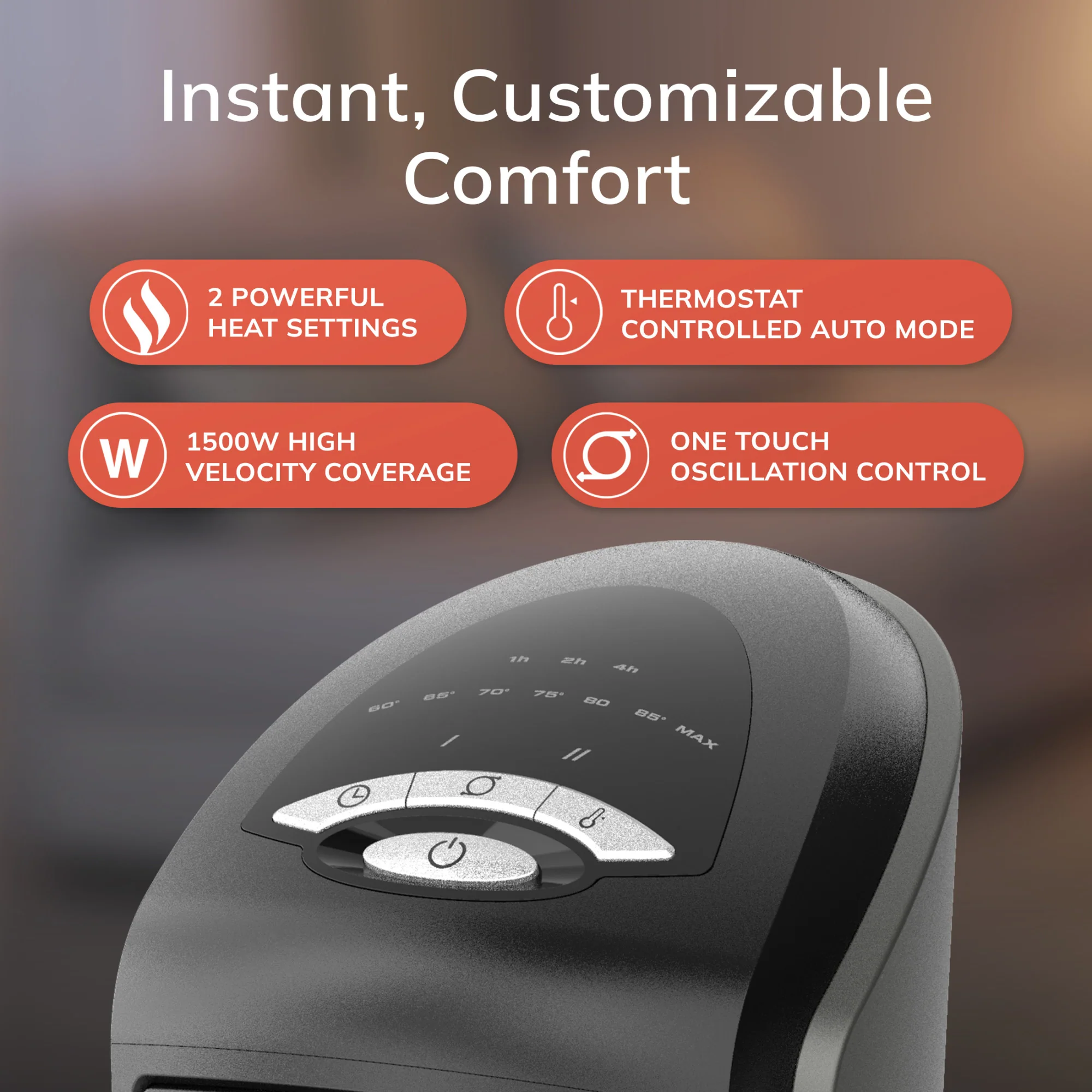 Lasko Electric Oscillating Ceramic Tower Space Heater with Remote Control, 751320, Black - Image 4