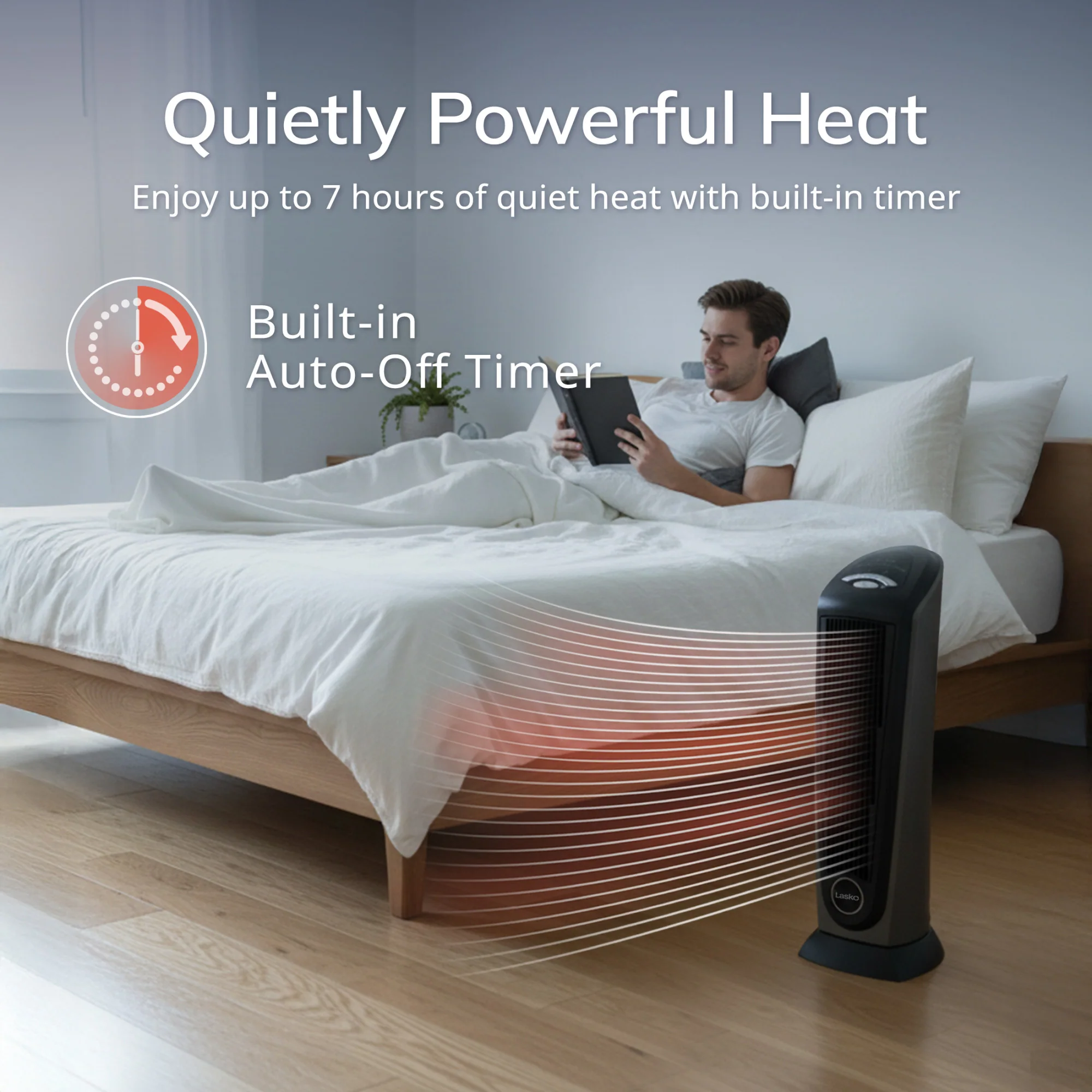 Lasko Electric Oscillating Ceramic Tower Space Heater with Remote Control, 751320, Black - Image 5