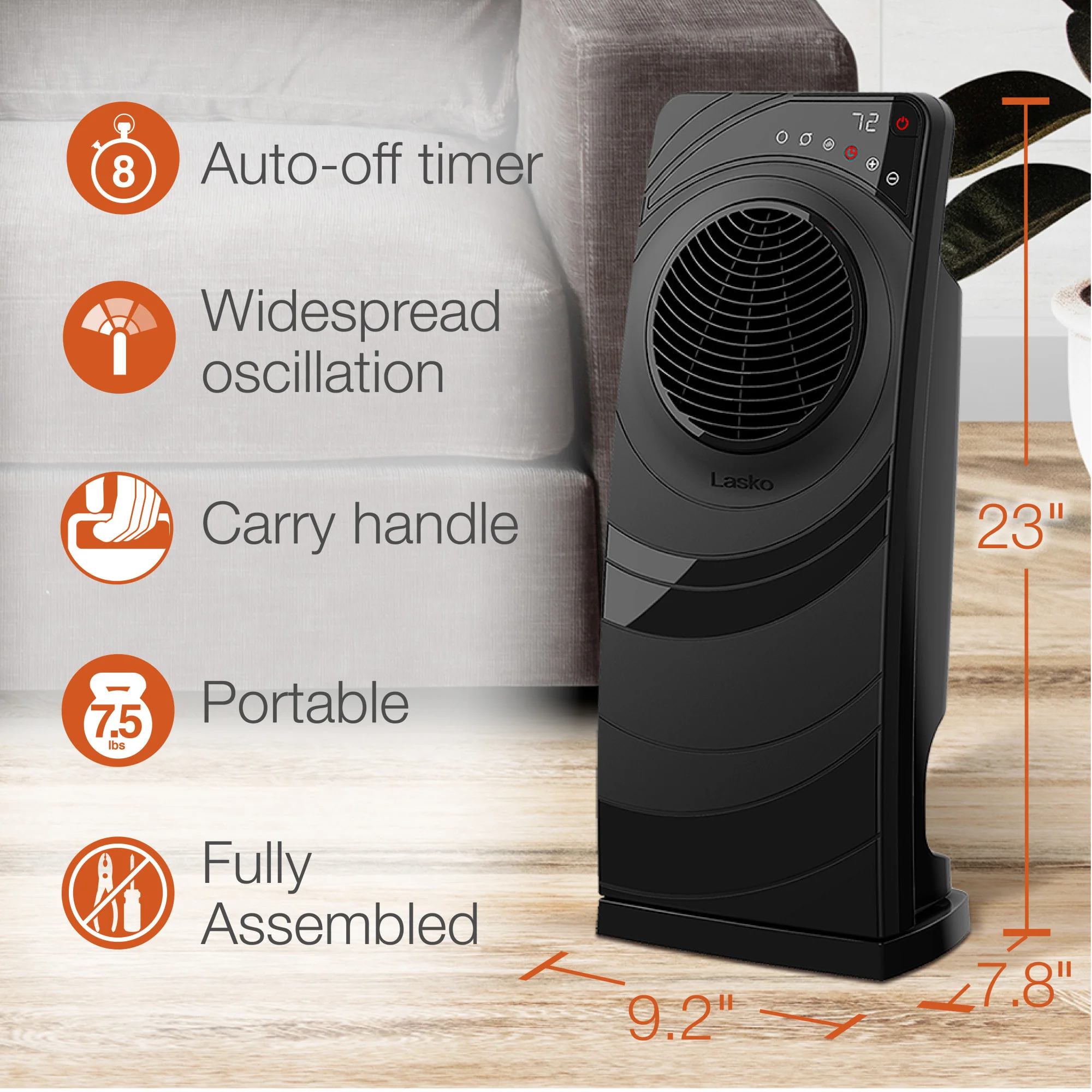 Lasko Elite Collection Revolution Ceramic Space Heater with Remote, CC23630, Black - Image 6