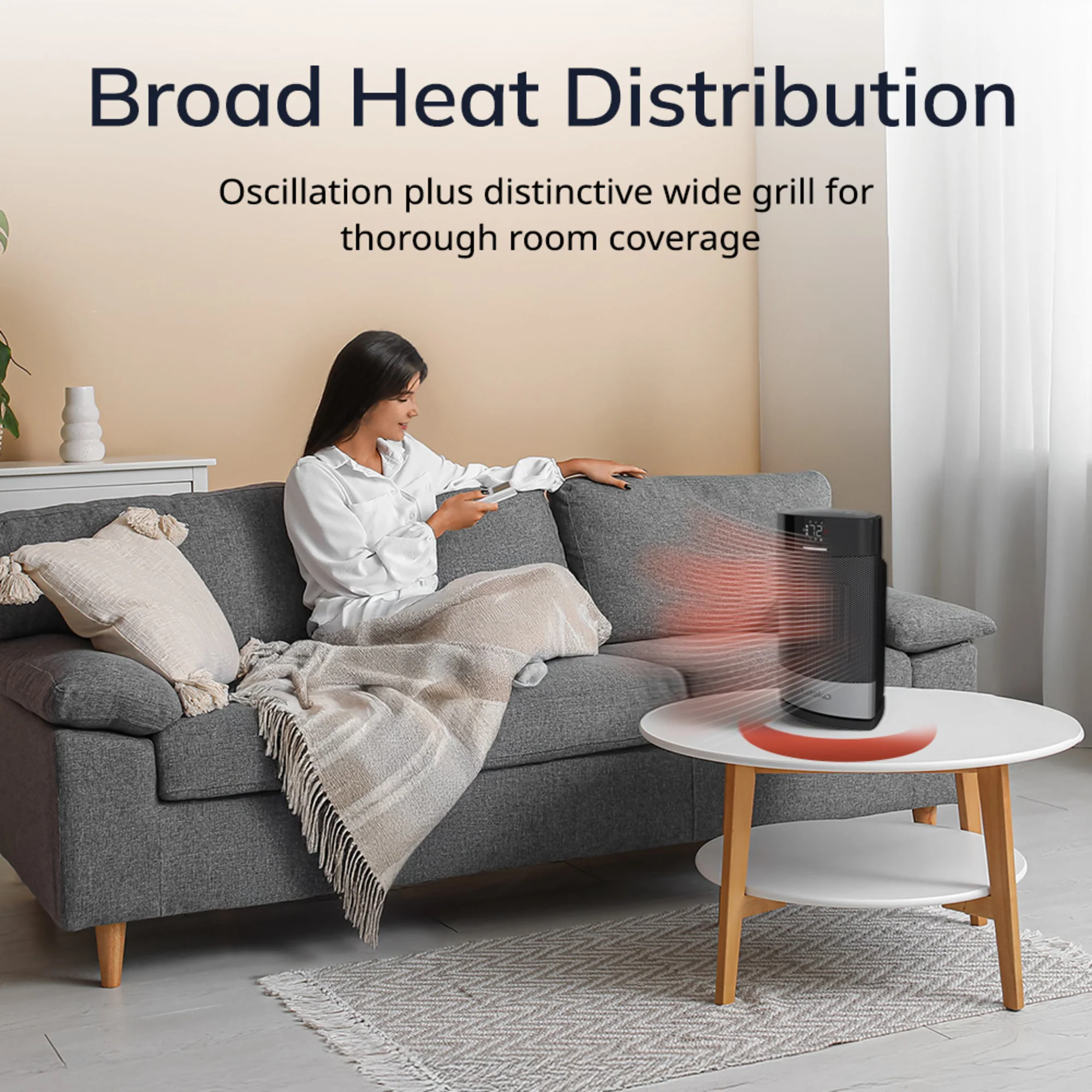 Lasko Ellipse CD12950 Ceramic Space Heater with Remote Control, Black - Image 3