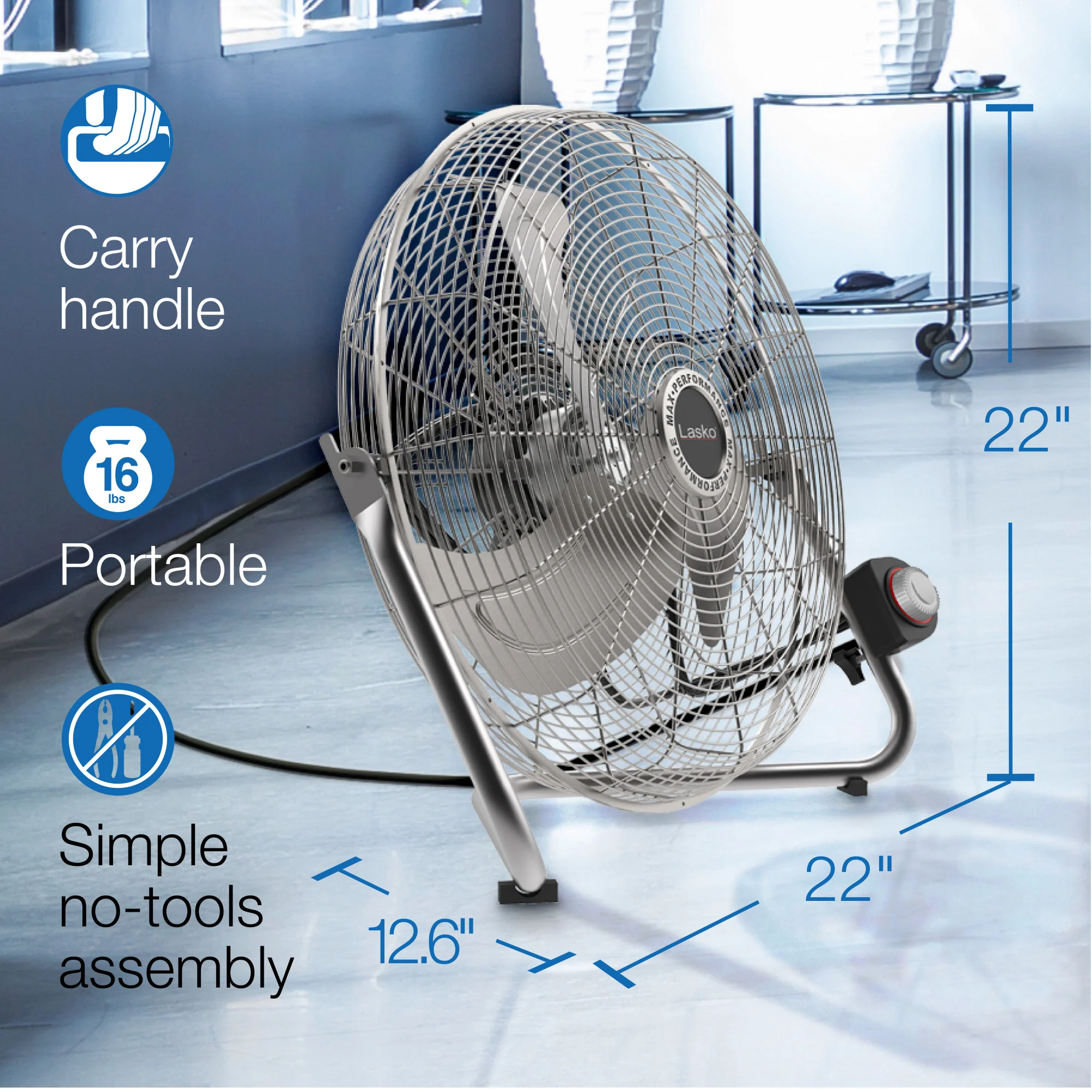 Lasko Max Performance 20" High Velocity Floor Fan or Wallmount Fan - Image 6