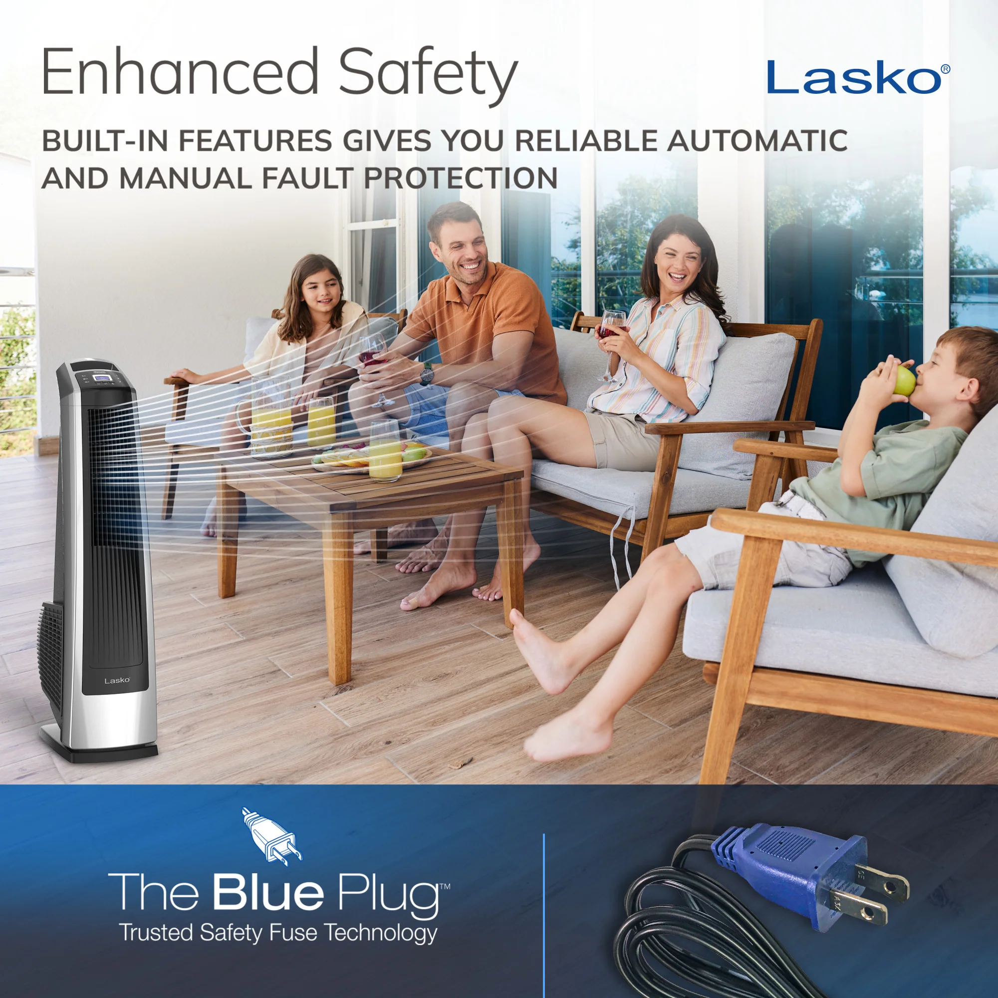 Lasko High Velocity Tower Fan with Remote Control, U35115, Silver/Black - Image 6