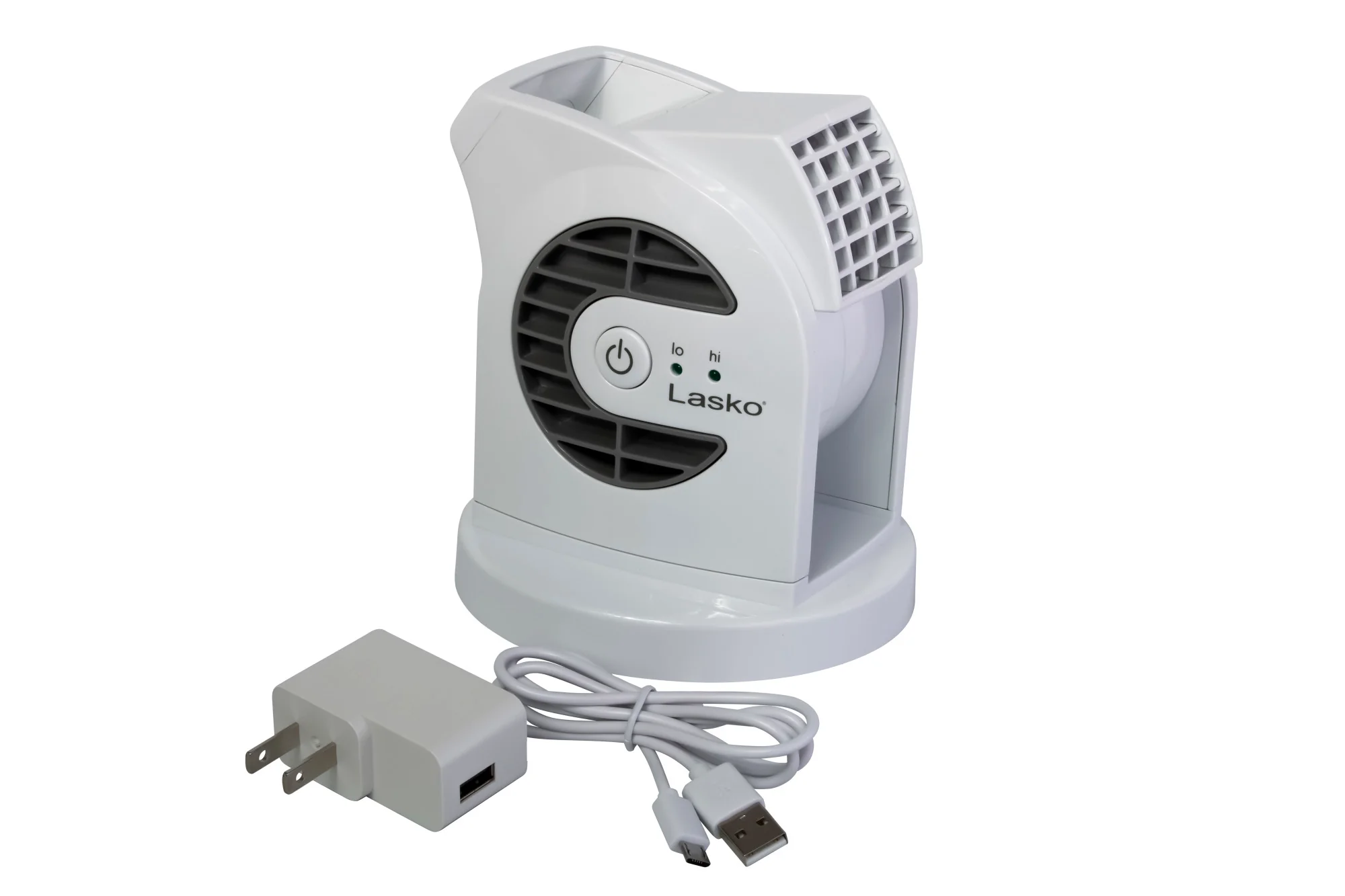 Lasko MyCool Mini USB 2- Speed Desk Fan with USB Cable and AC Adapter, D300, White - Image 11